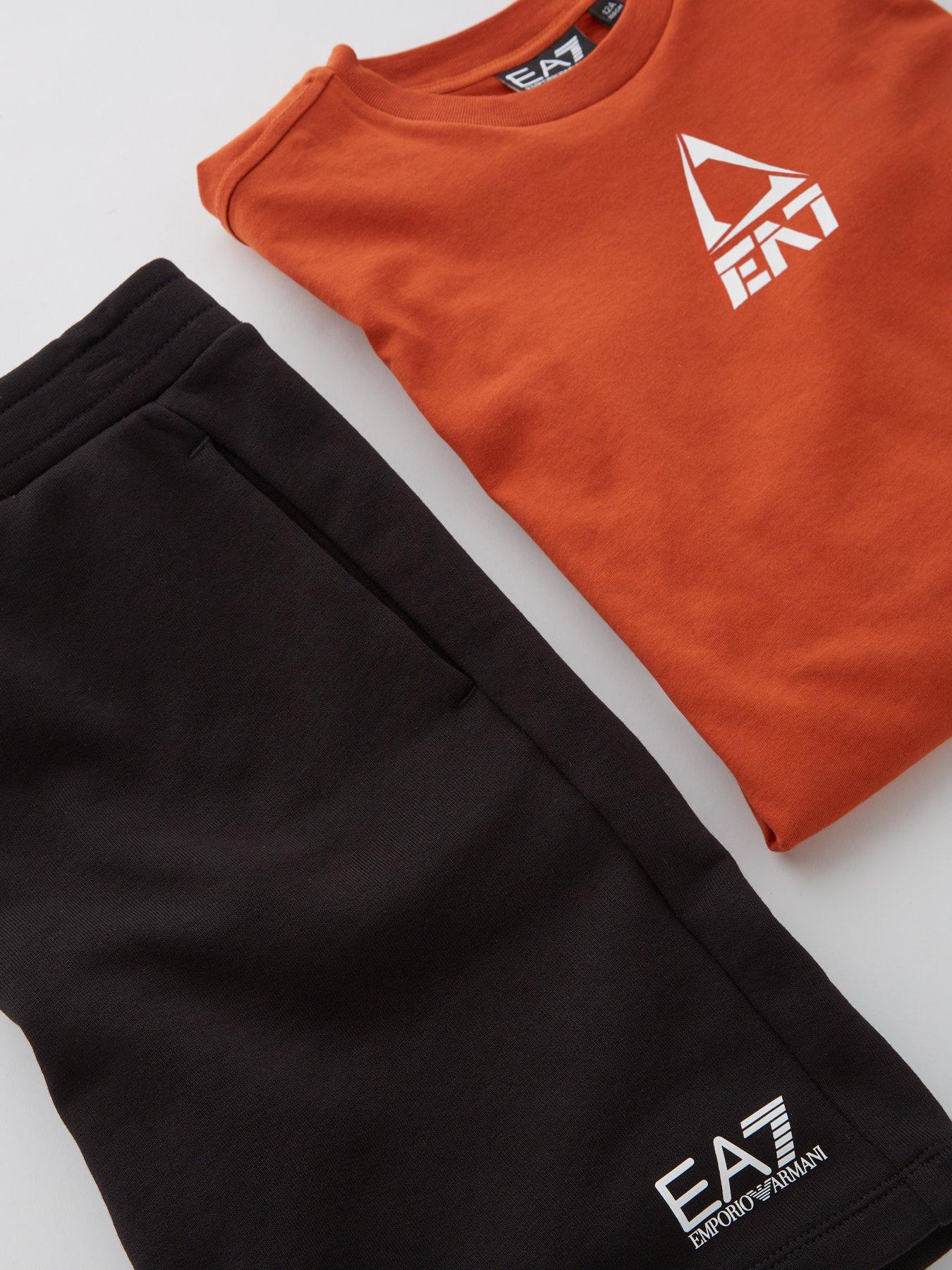  image of ea7-emporio-armani-boys-multi-logo-t-shirt-and-shorts-set-multi
