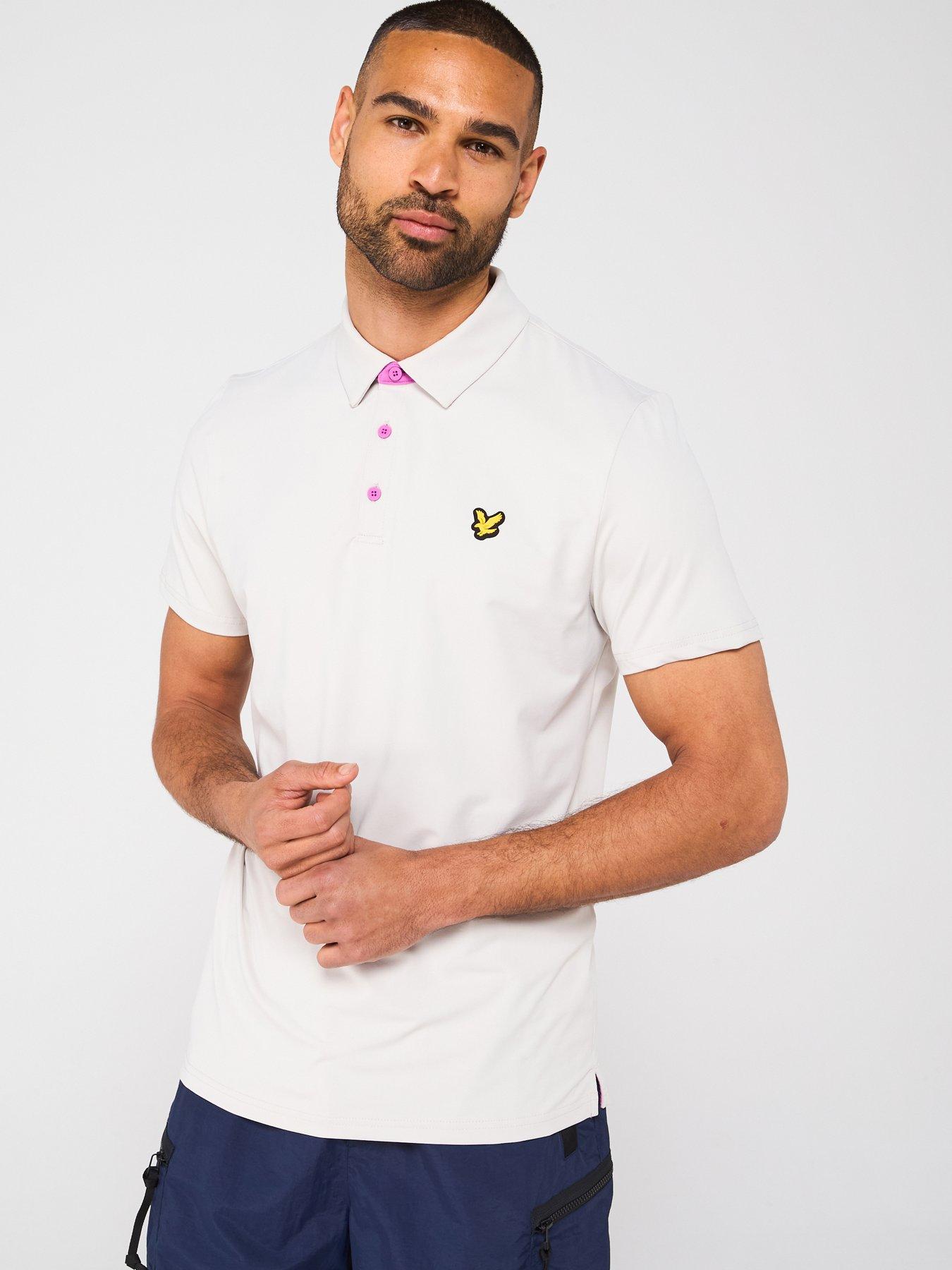  image of lyle-scott-mens-contrast-placket-polo-shirt-cream