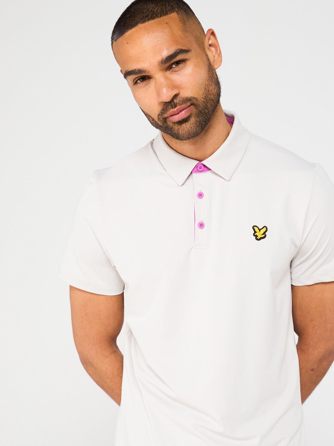  image of lyle-scott-mens-contrast-placket-polo-shirt-cream