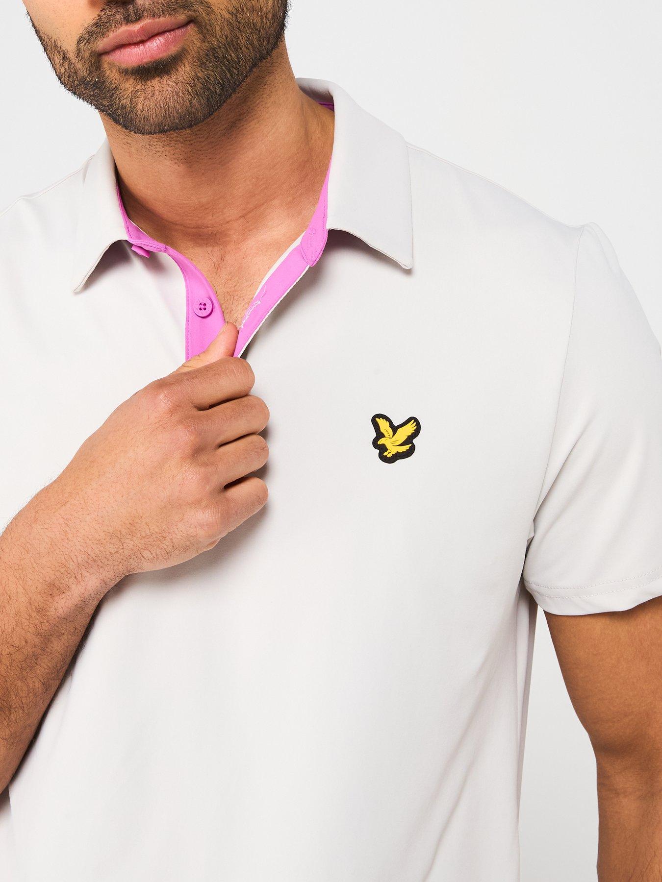  image of lyle-scott-mens-contrast-placket-polo-shirt-cream