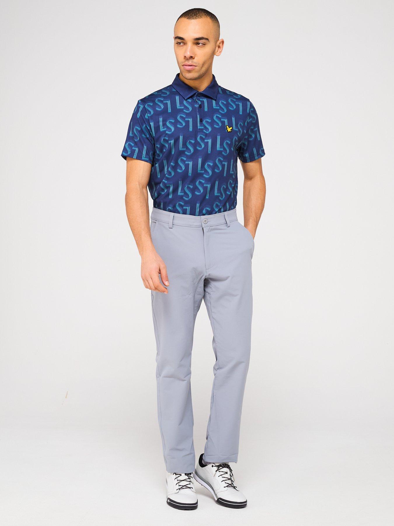 Image 3 of 5 of Lyle & Scott Men's Long Sleeve Monogram Printed Polo Shirt- Blue