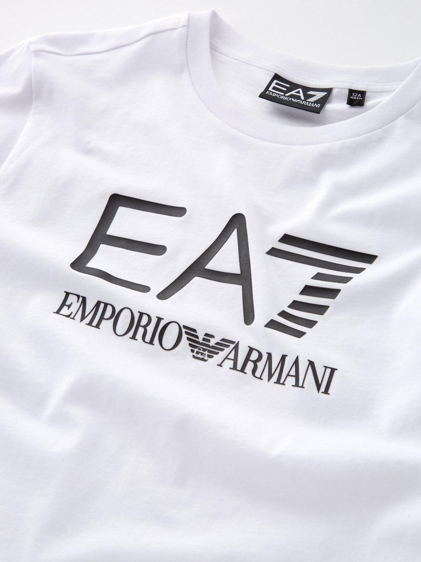  image of ea7-emporio-armani-boys-visability-t-shirt-and-jog-shorts-set-whiteblack