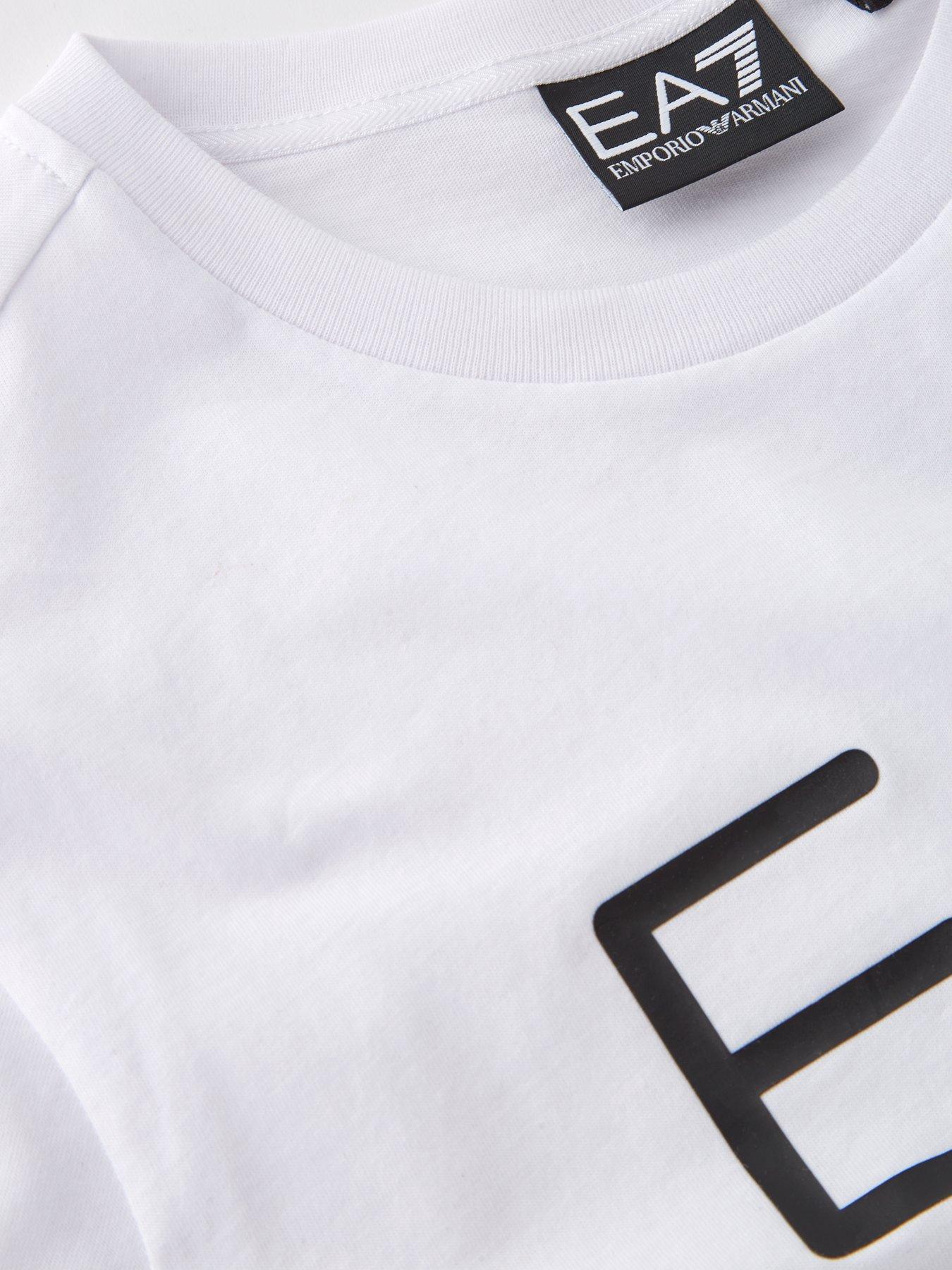  image of ea7-emporio-armani-boys-visability-t-shirt-and-jog-shorts-set-whiteblack