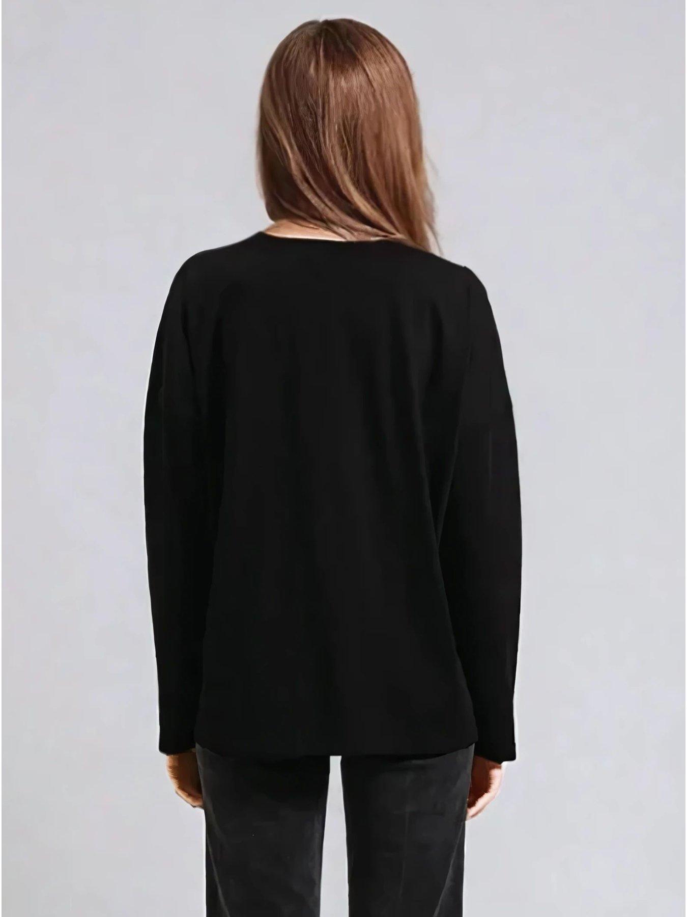  image of religion-long-sleeve-flush-t-shirt-with-floret-roses-black