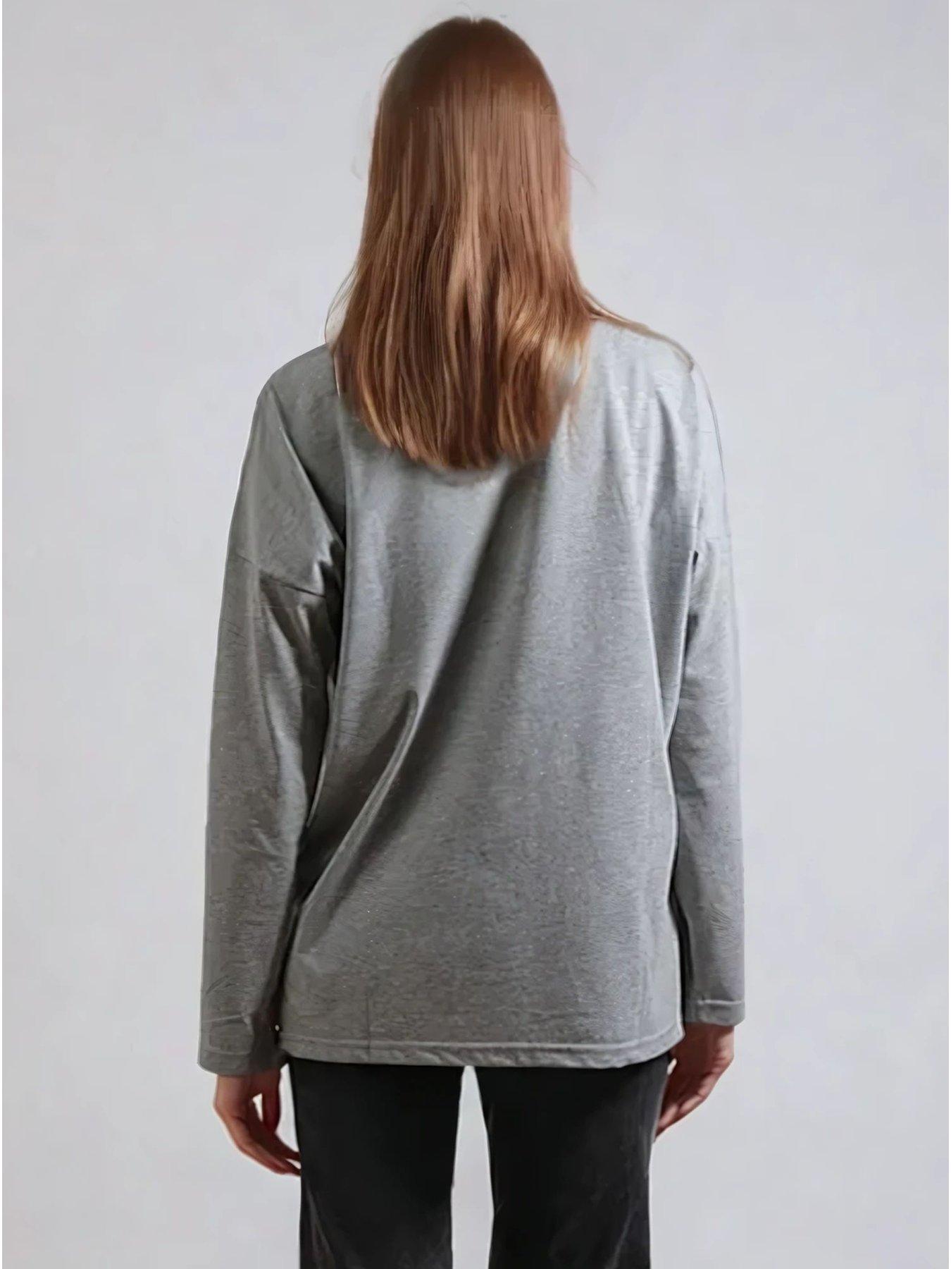  image of religion-long-sleeve-flush-t-shirt-with-floret-roses-grey