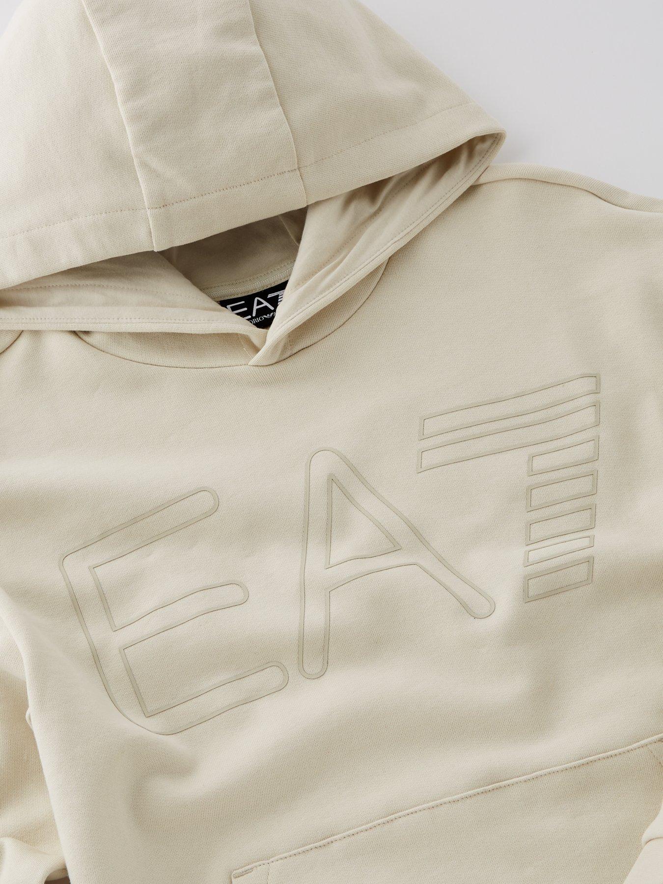  image of ea7-emporio-armani-boys-oversized-logo-hoodie-beige