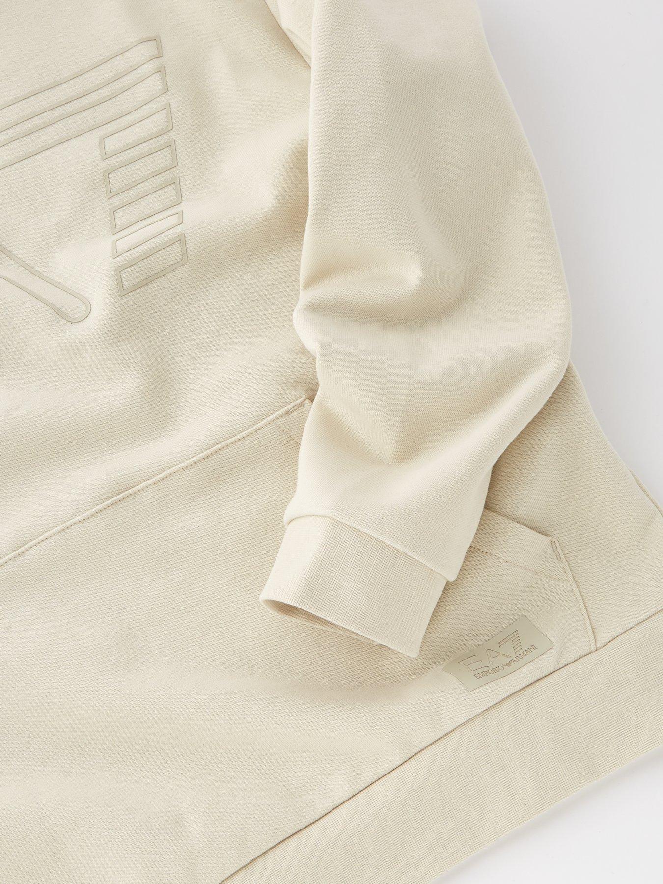  image of ea7-emporio-armani-boys-oversized-logo-hoodie-beige