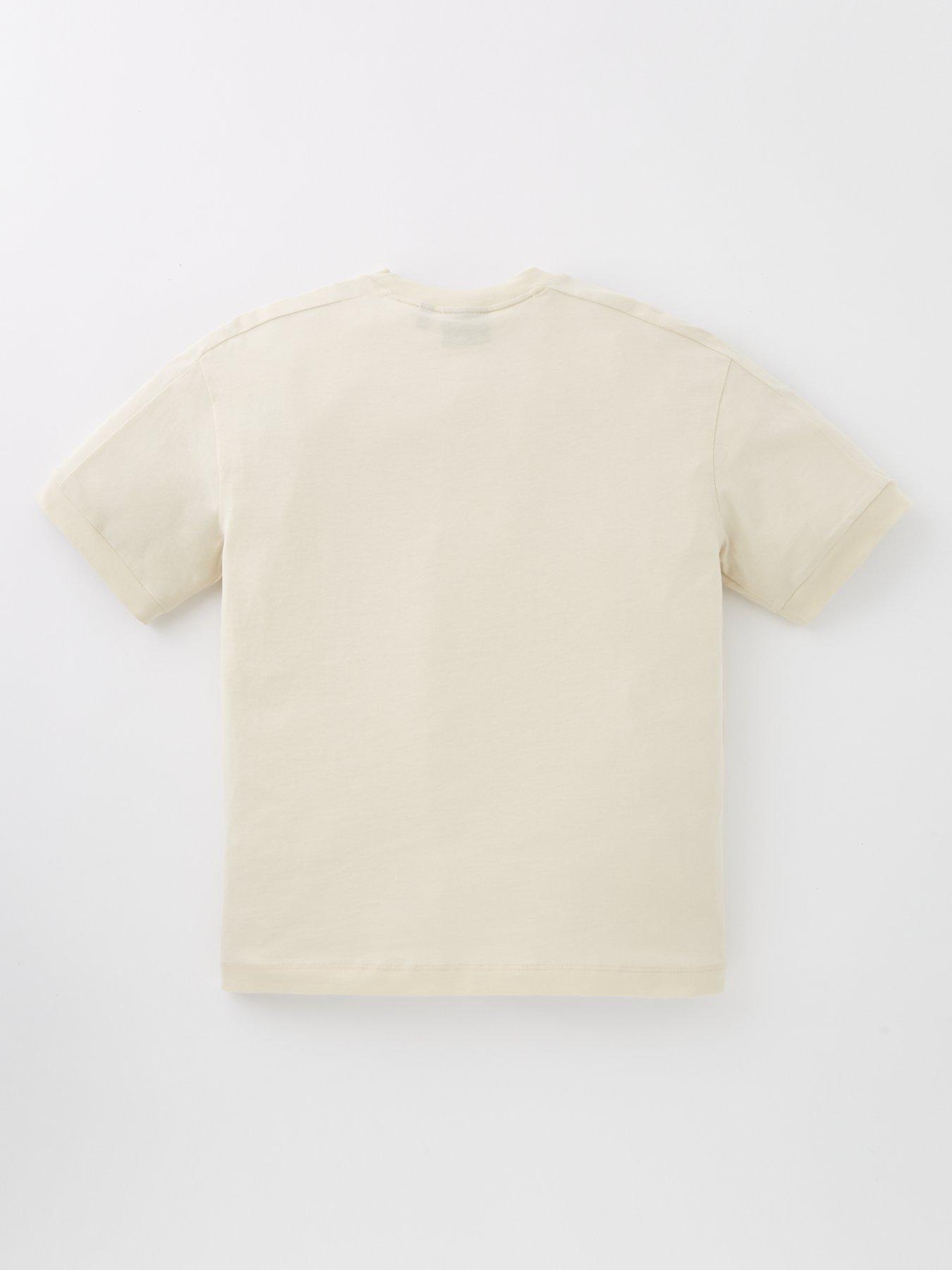  image of ea7-emporio-armani-boys-tape-logo-short-sleeve-t-shirt-cream