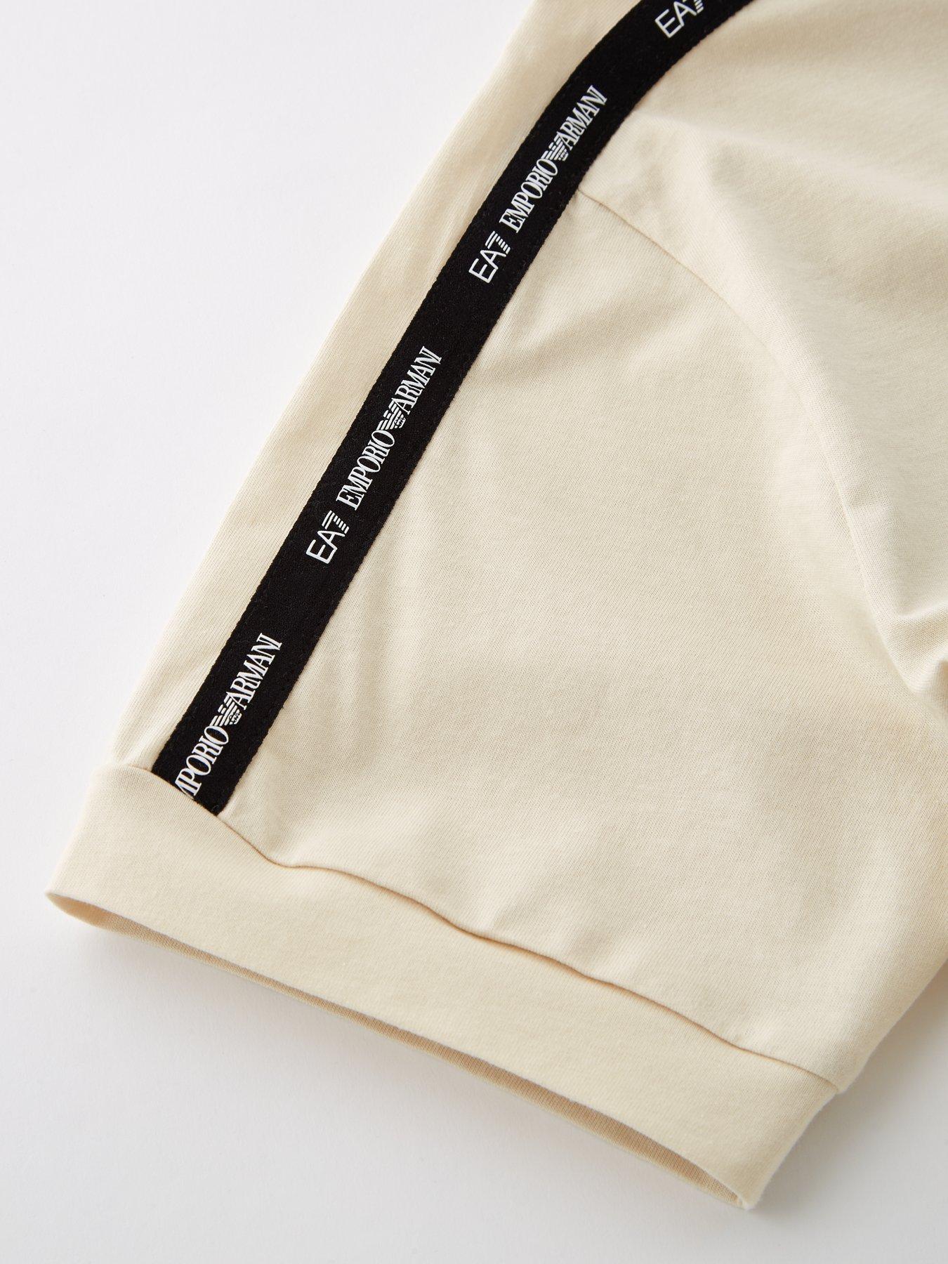  image of ea7-emporio-armani-boys-tape-logo-short-sleeve-t-shirt-cream