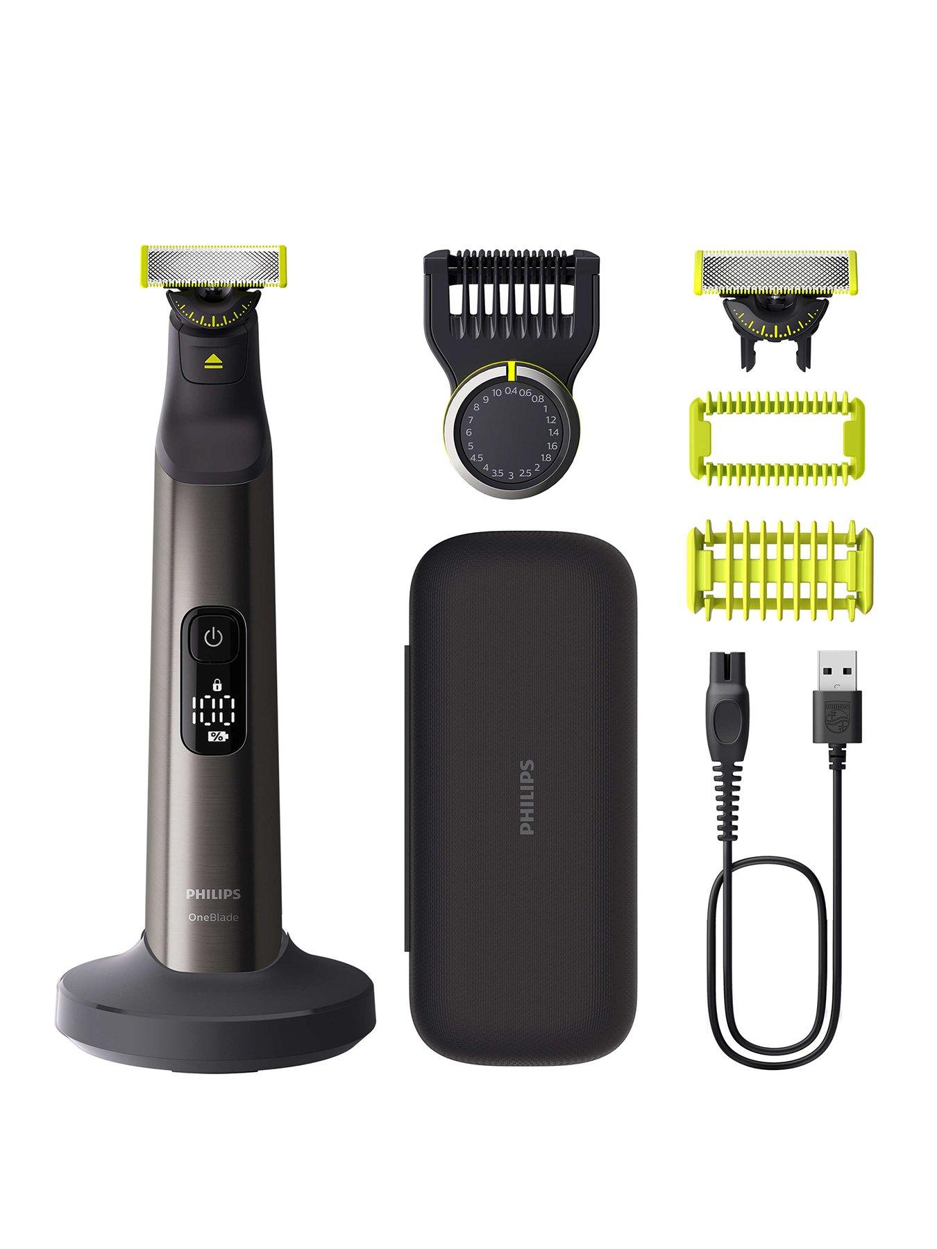  image of philips-oneblade-pro-360-for-face-amp-body-with-20-in-1-adjustable-comb-charging-stand-travel-case-amp-extra-360-blade-trim-edge-shave-qp665230