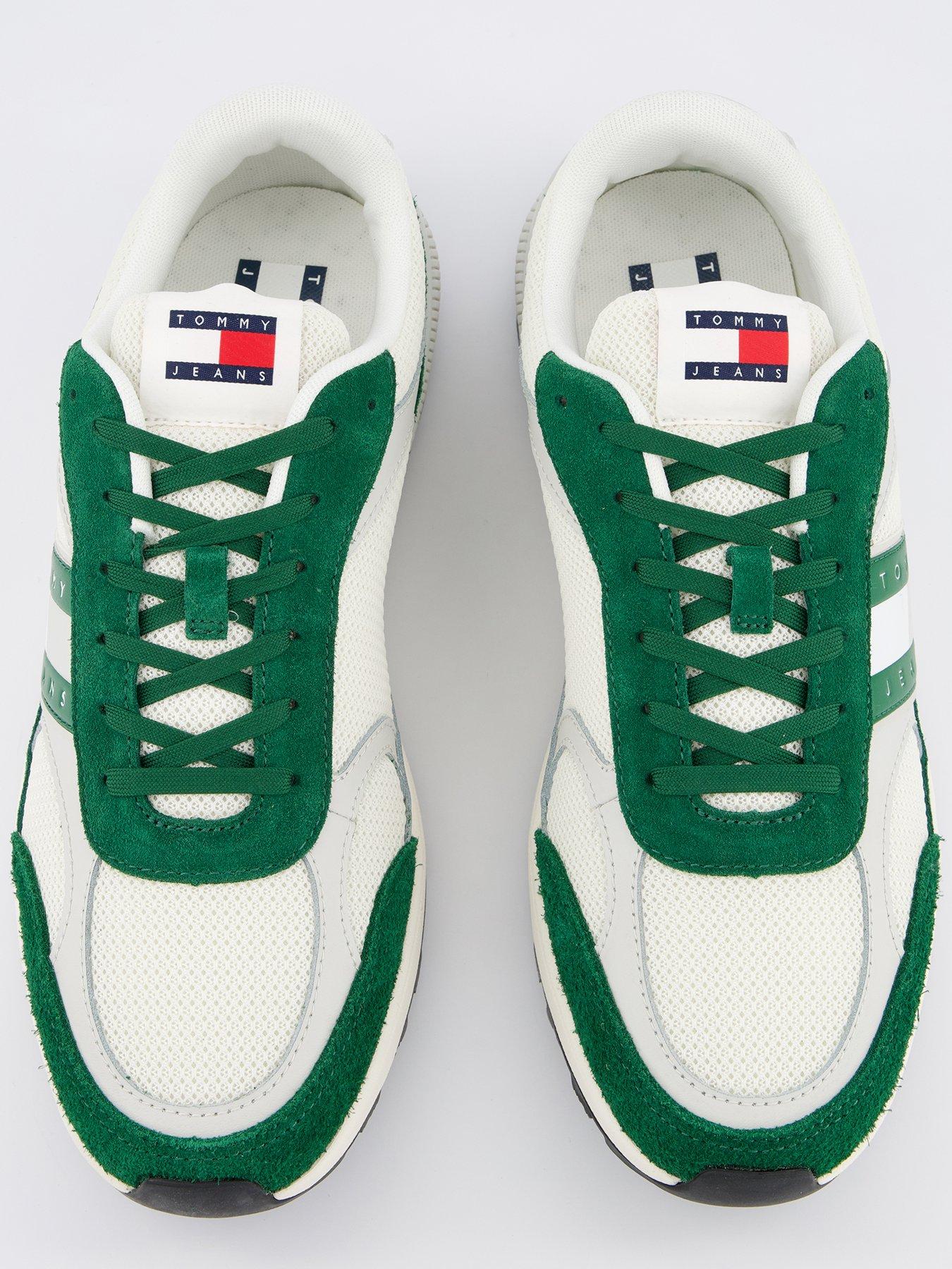 Image 3 of 7 of Tommy Jeans Mixed Media Technical Runner Shoes - White/Green