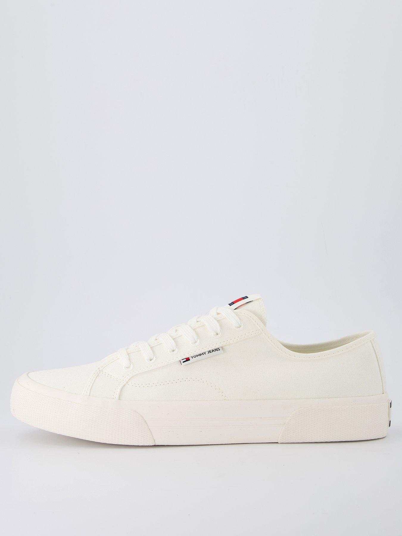 Image 1 of 7 of Tommy Jeans Lace Up Canvas Color Trainers - Off White