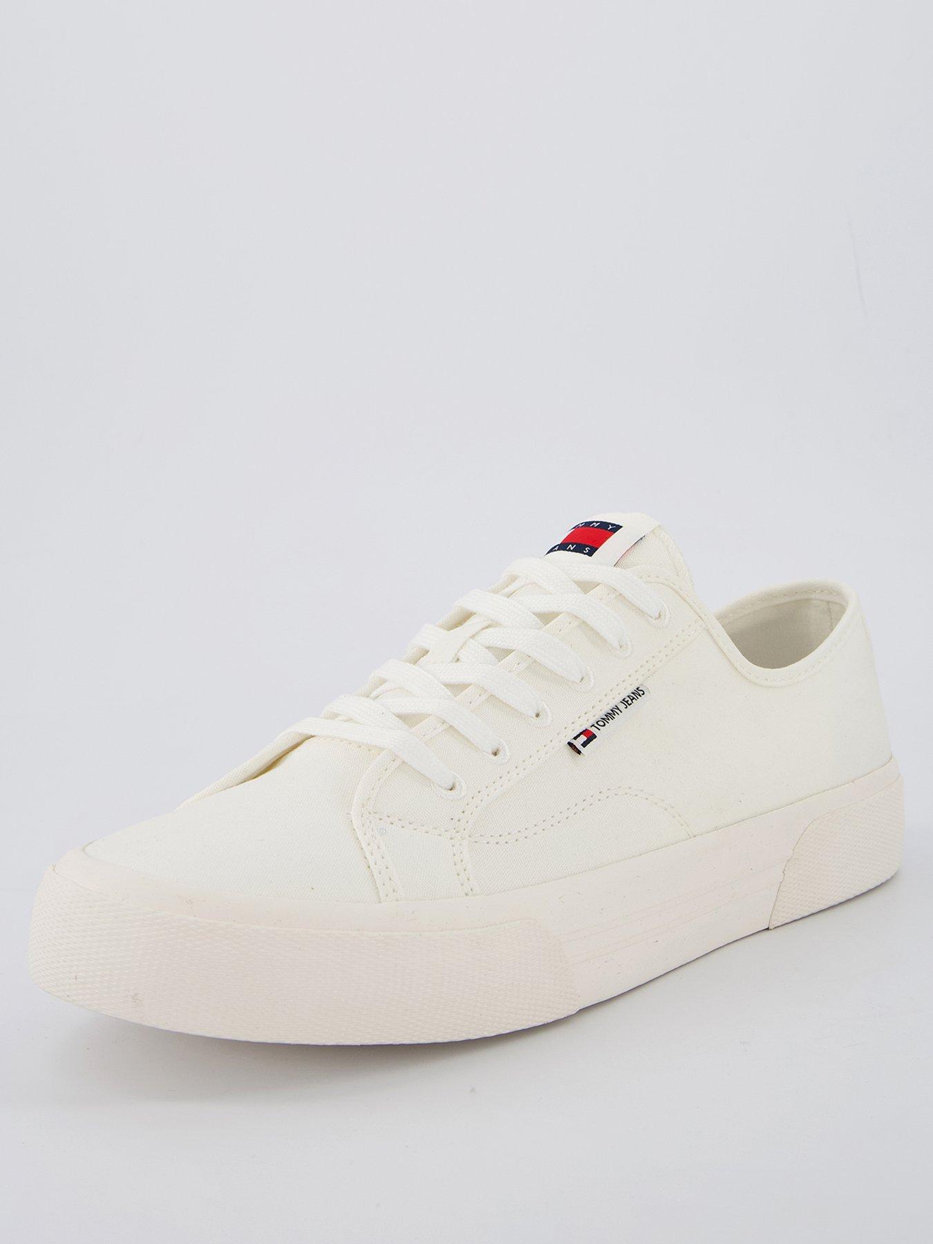 Image 2 of 7 of Tommy Jeans Lace Up Canvas Color Trainers - Off White