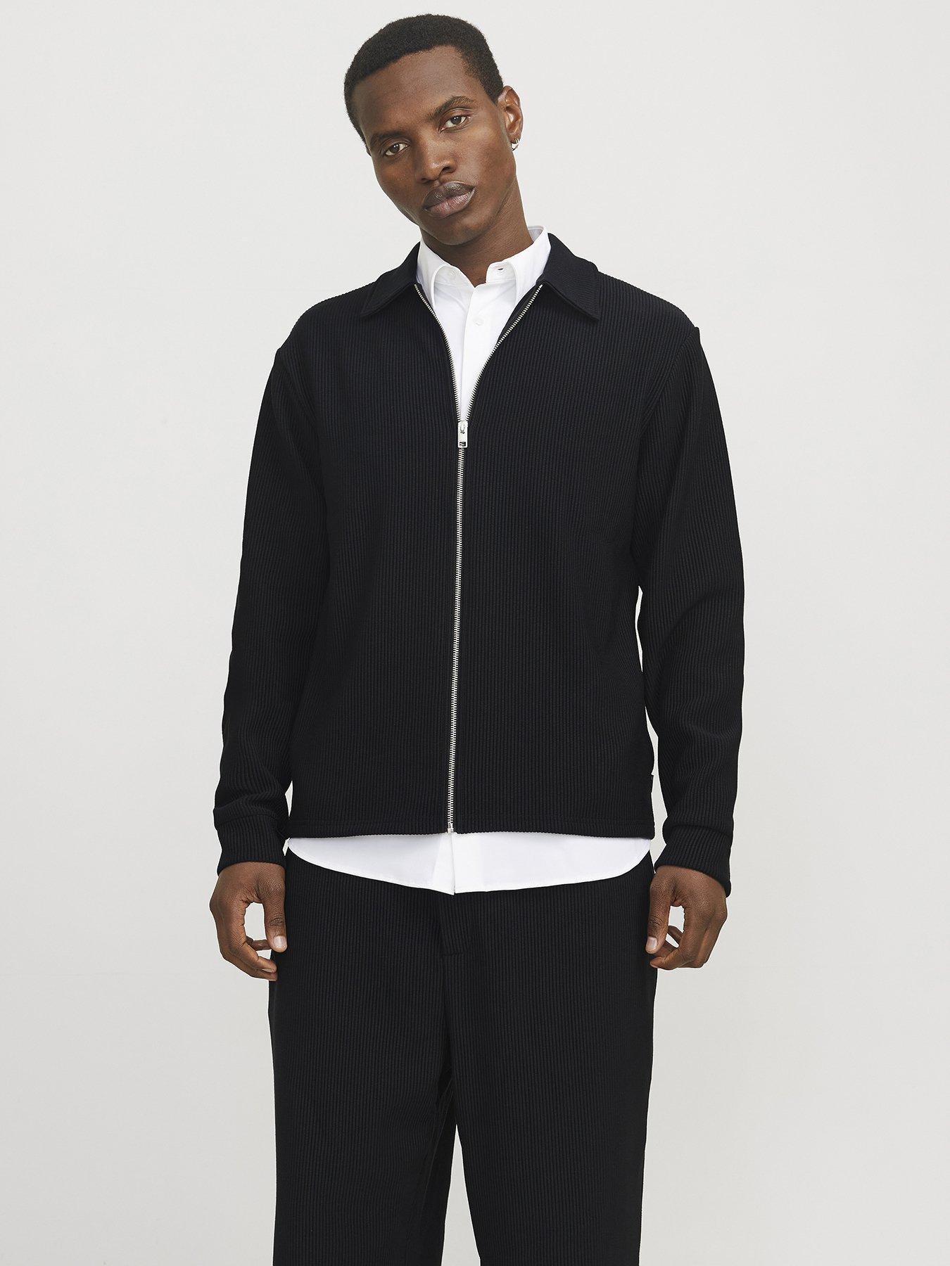  image of jack-jones-rick-zip-through-overshirt-black