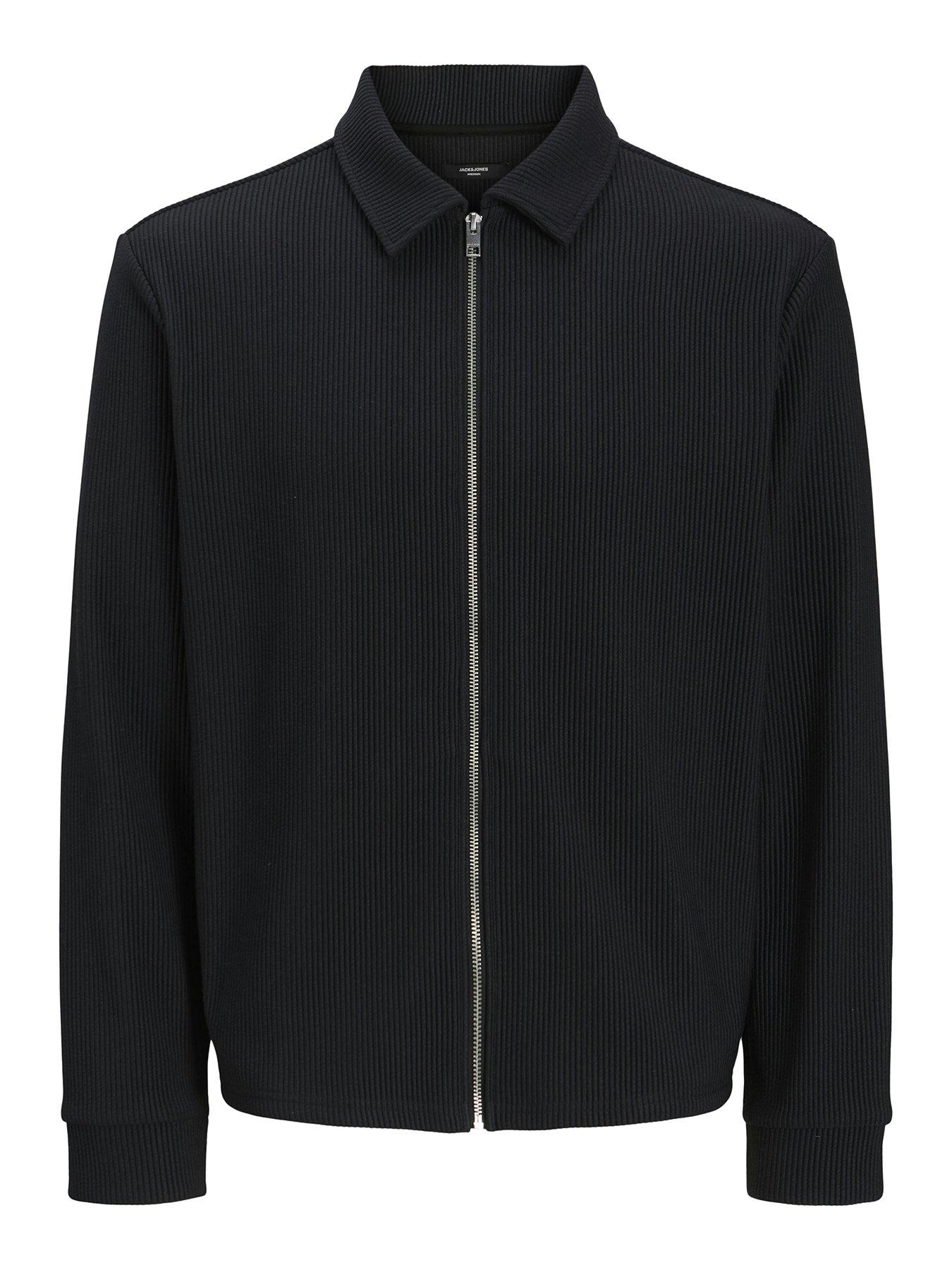  image of jack-jones-rick-zip-through-overshirt-black