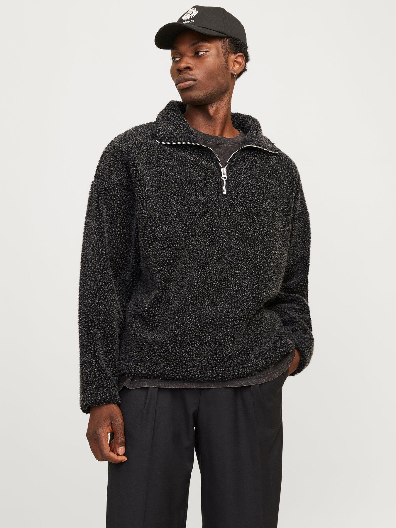 jack-jones-oxbury-teddy-high-neck-half-zip-sweatshirt-black