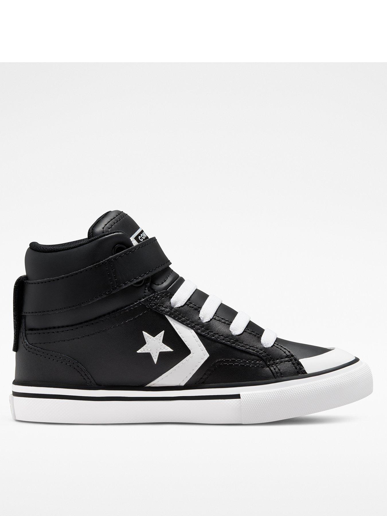 Converse Kids Pro Blaze Strap Leather Hi Top Trainers - Black/White