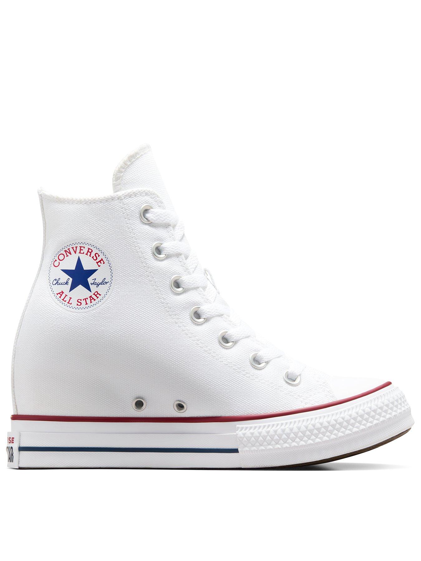 Converse Women's Chuck Taylor All Star Classic Wedge Platform High Tops - Red/Navy - White