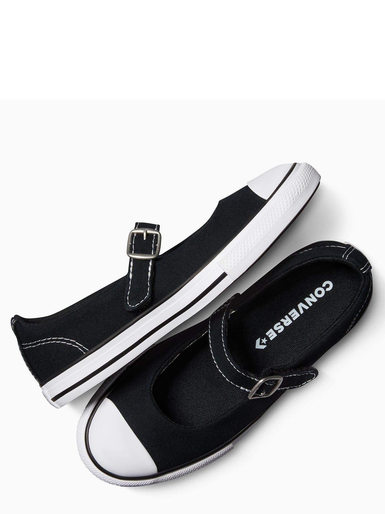  image of converse-kids-chuck-taylor-all-star-dainty-mary-jane-canvas-ox-blackwhite