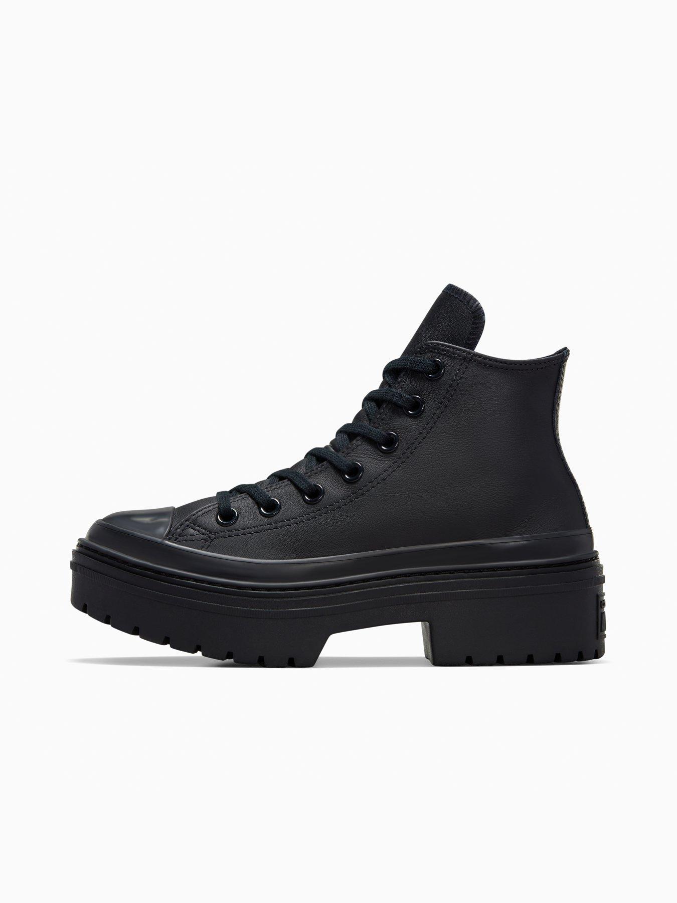 Leather Converse Platform Hi Trainers Black Converse All Star Lift
