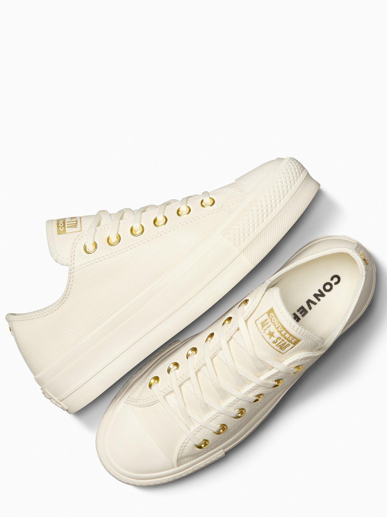 Image 4 of 8 of Converse Womens Chuck Taylor All Star Lift Leather Ox - Cream