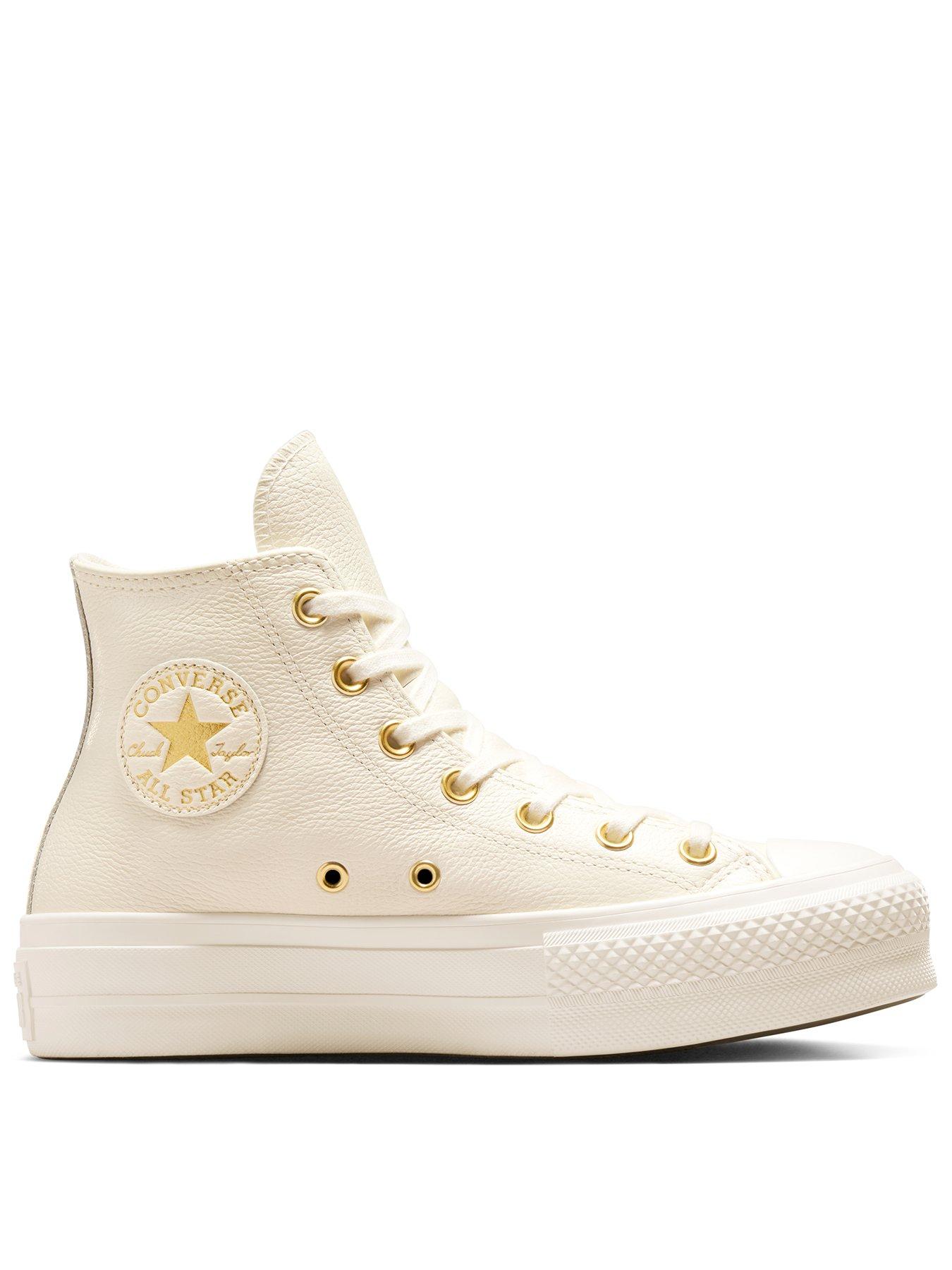 Converse Womens Chuck Taylor All Star Lift Leather Hi Tops - Light Grey