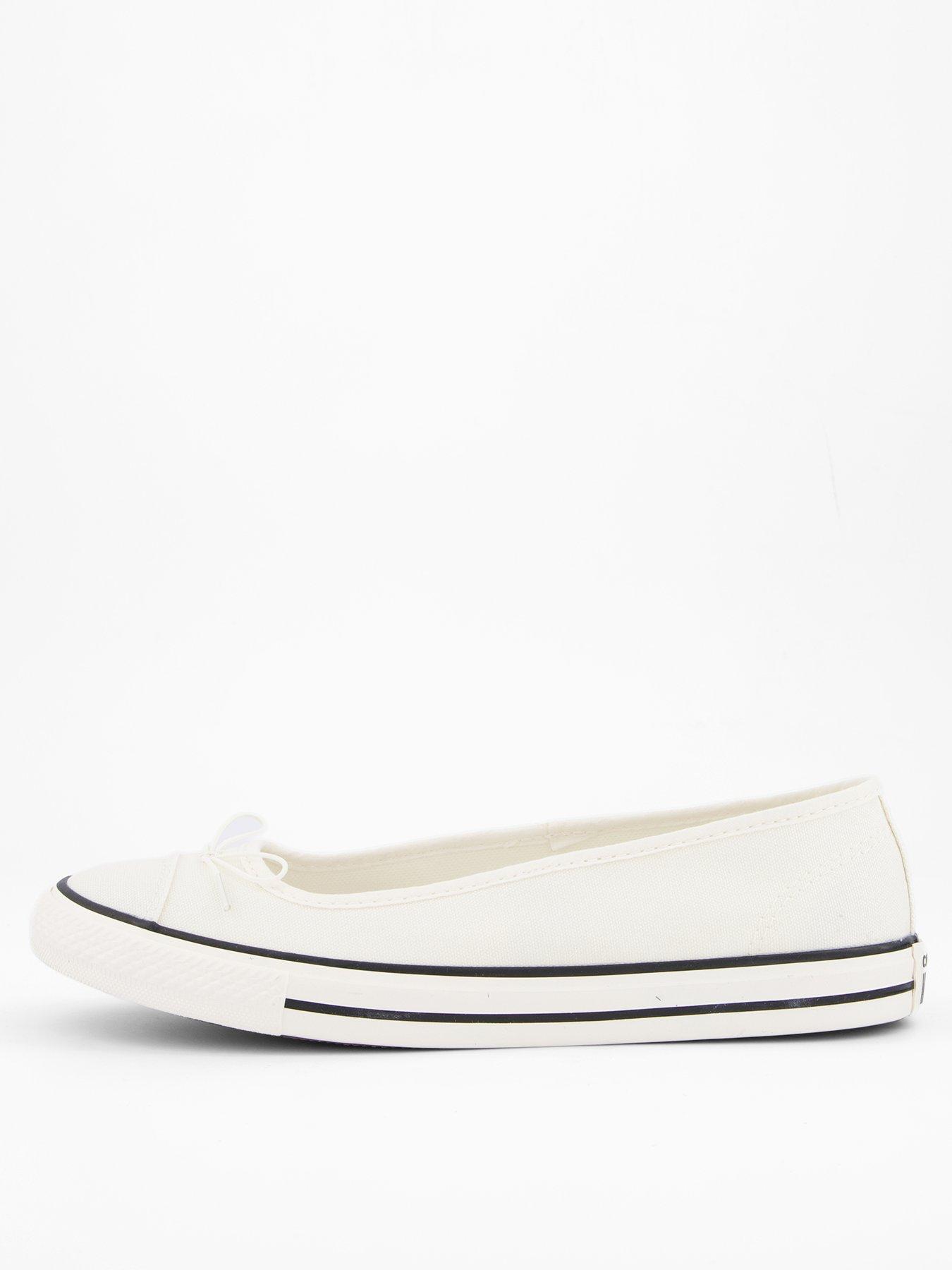 Converse Womens Chuck Taylor All Star Dainty Ballerina Canvas Slip-Ons Egret/Black