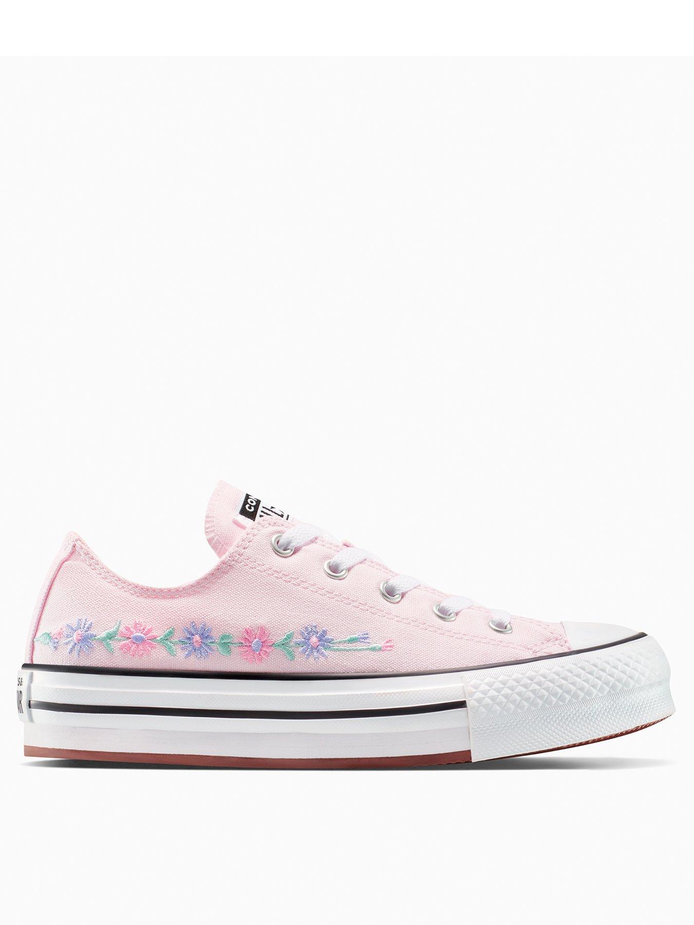 undefined Junior Eva Lift Ox Trainers - White/Lt Jellyfish Jitter/Viol