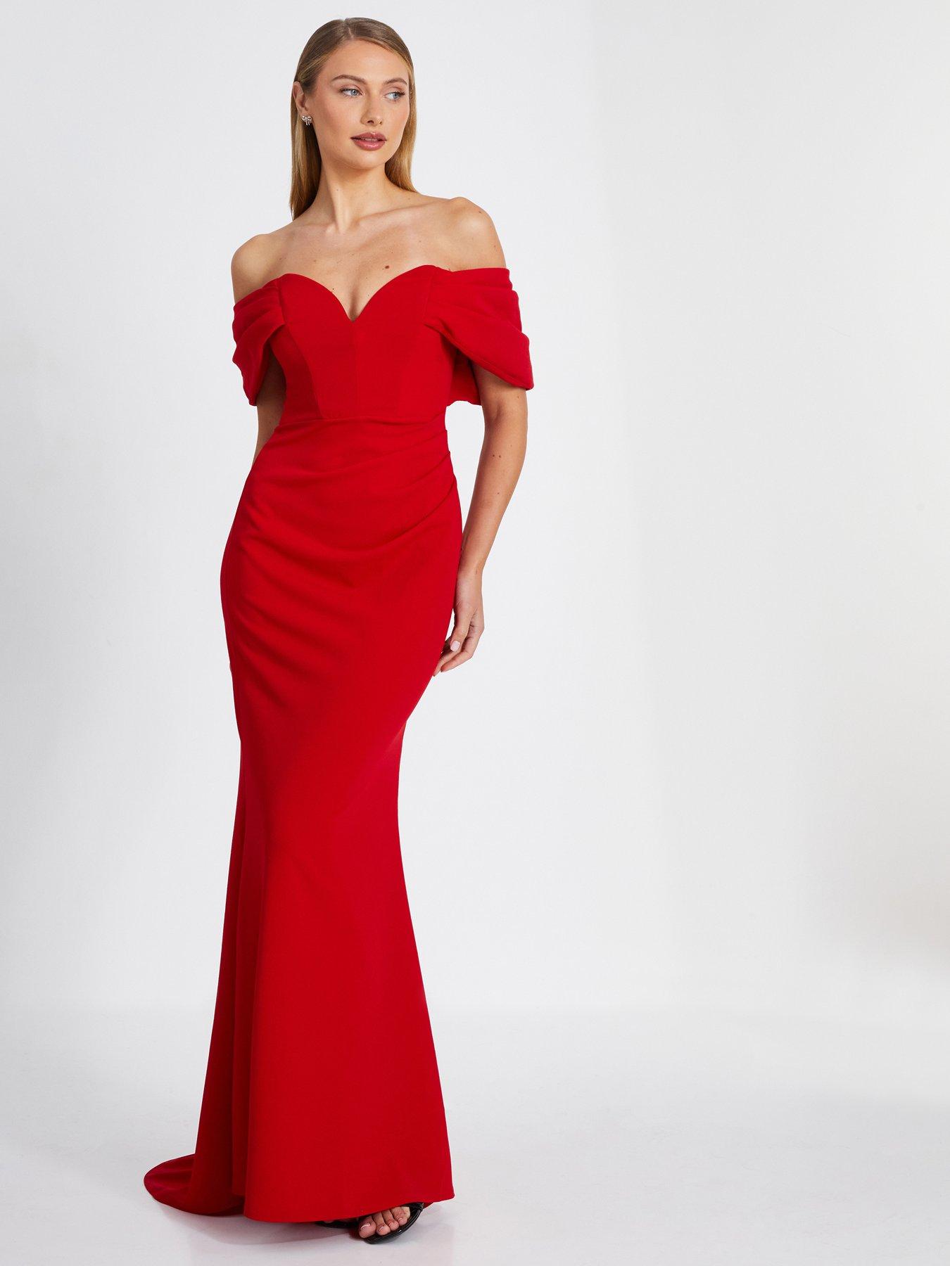 Quiz red bardot dress best sale