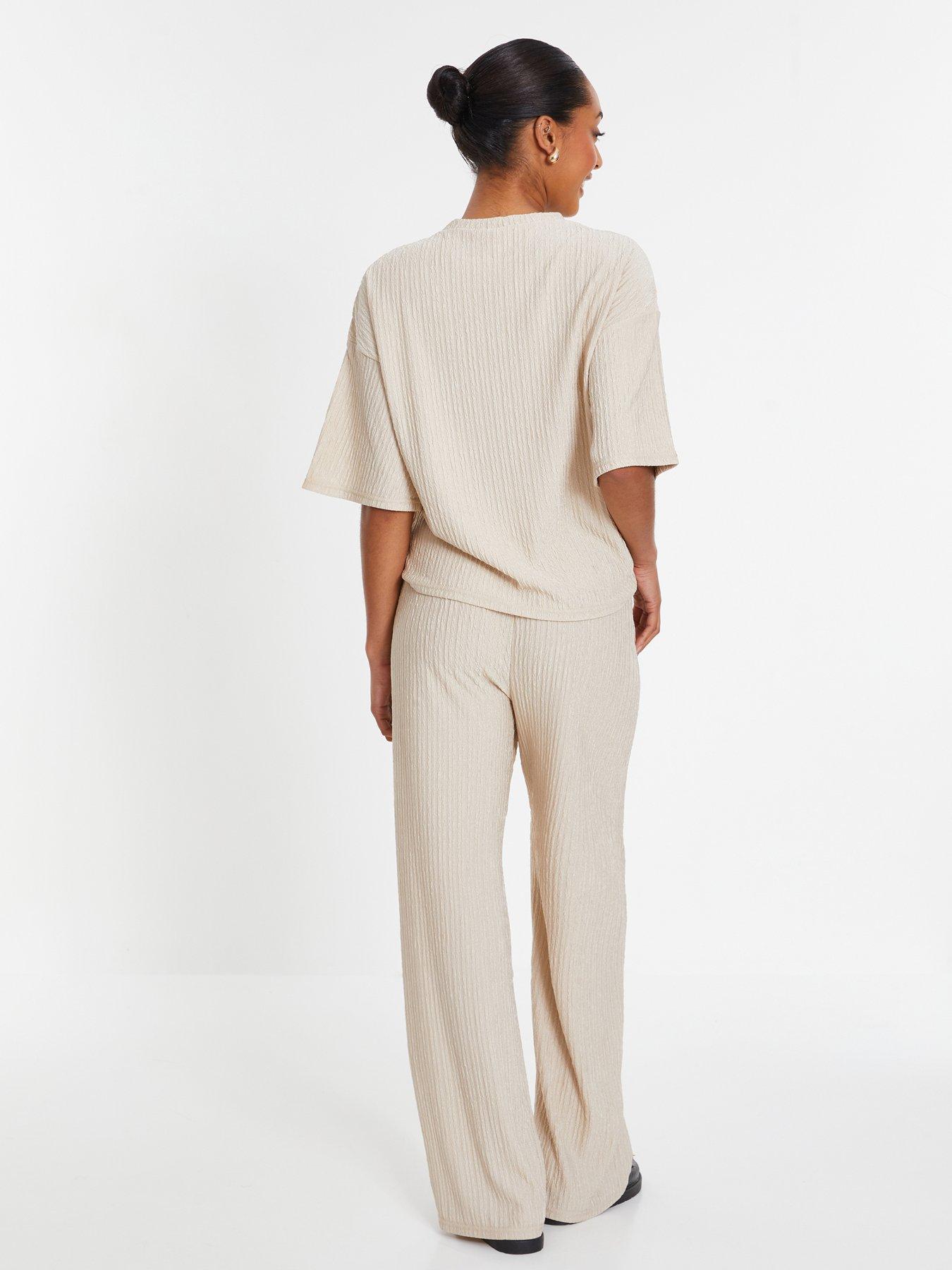 Image 2 of 6 of Quiz Stone Textured Palazzo Trousers