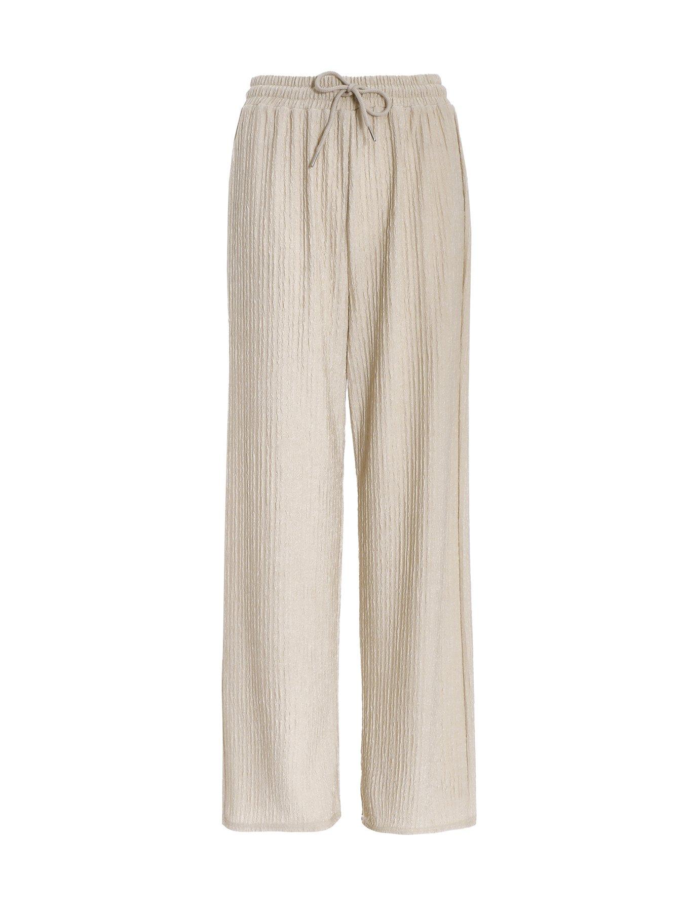 Image 4 of 6 of Quiz Stone Textured Palazzo Trousers