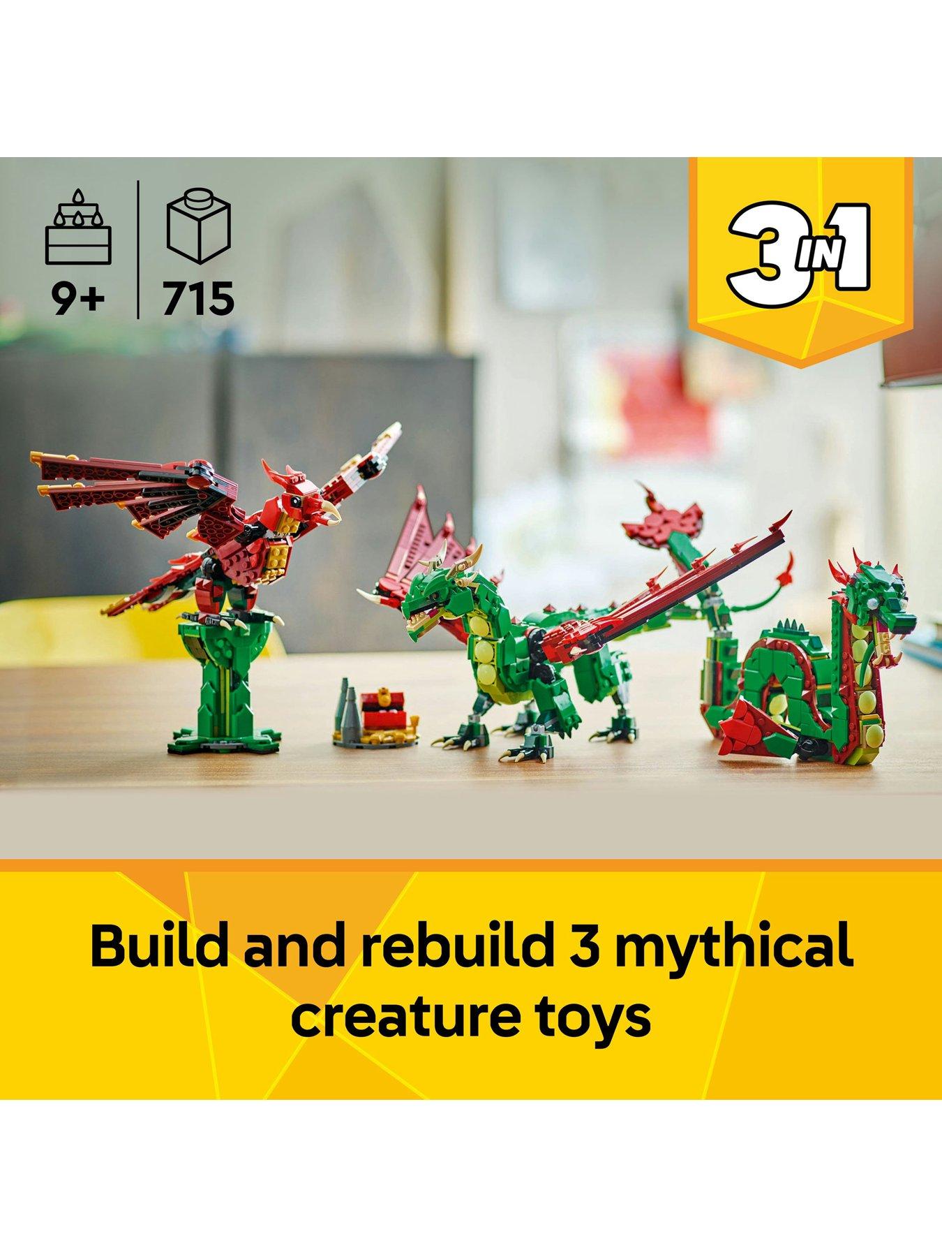  image of lego-creator-3in1-medieval-dragon-toy-playset-31161