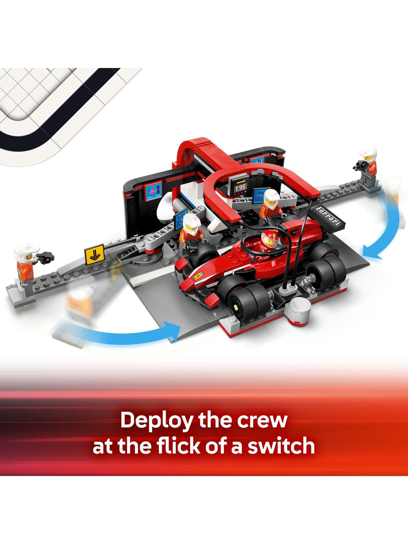  image of lego-city-f1-pit-stop-amp-pit-crew-with-ferrari-car-60443