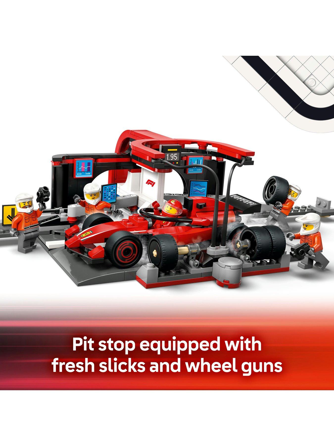  image of lego-city-f1-pit-stop-amp-pit-crew-with-ferrari-car-60443