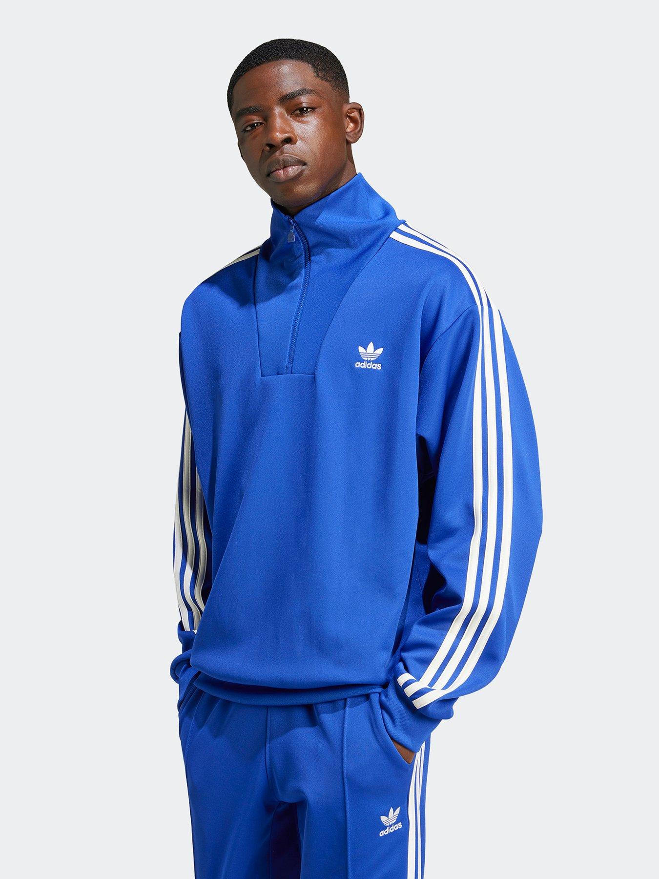 undefined Mens Adicolor Funnelneck Track Top - Blue