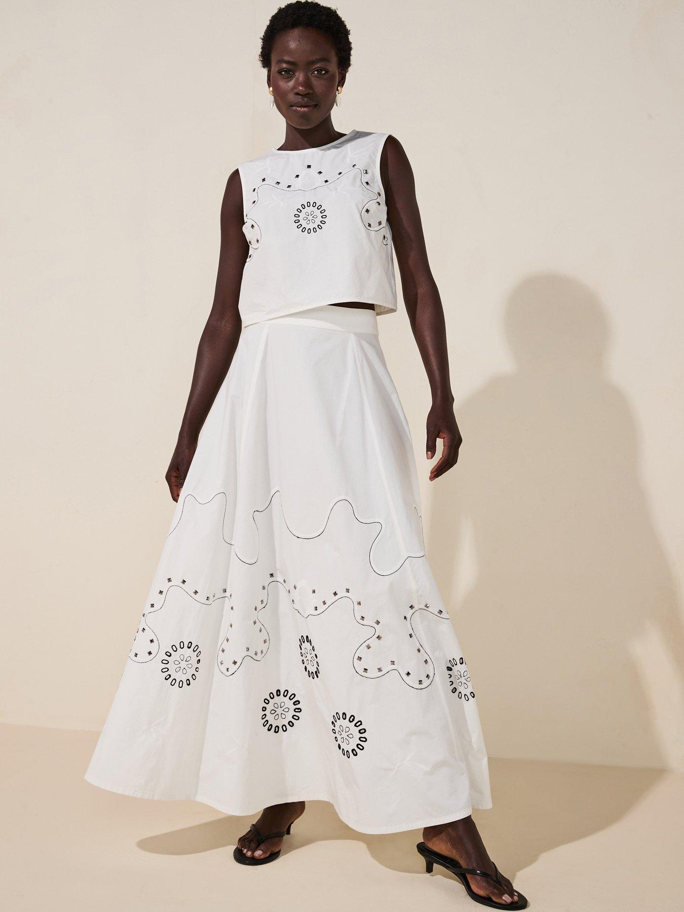 V by Very Studded Embellished Skirt Co-Ord - White