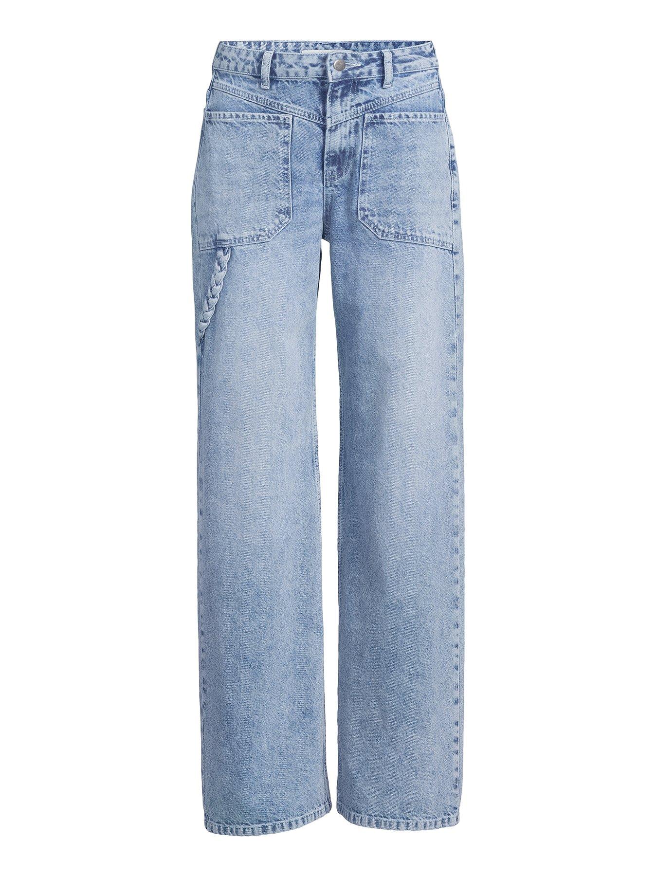  image of michelle-keegan-rope-wide-leg-jeans-mid-wash