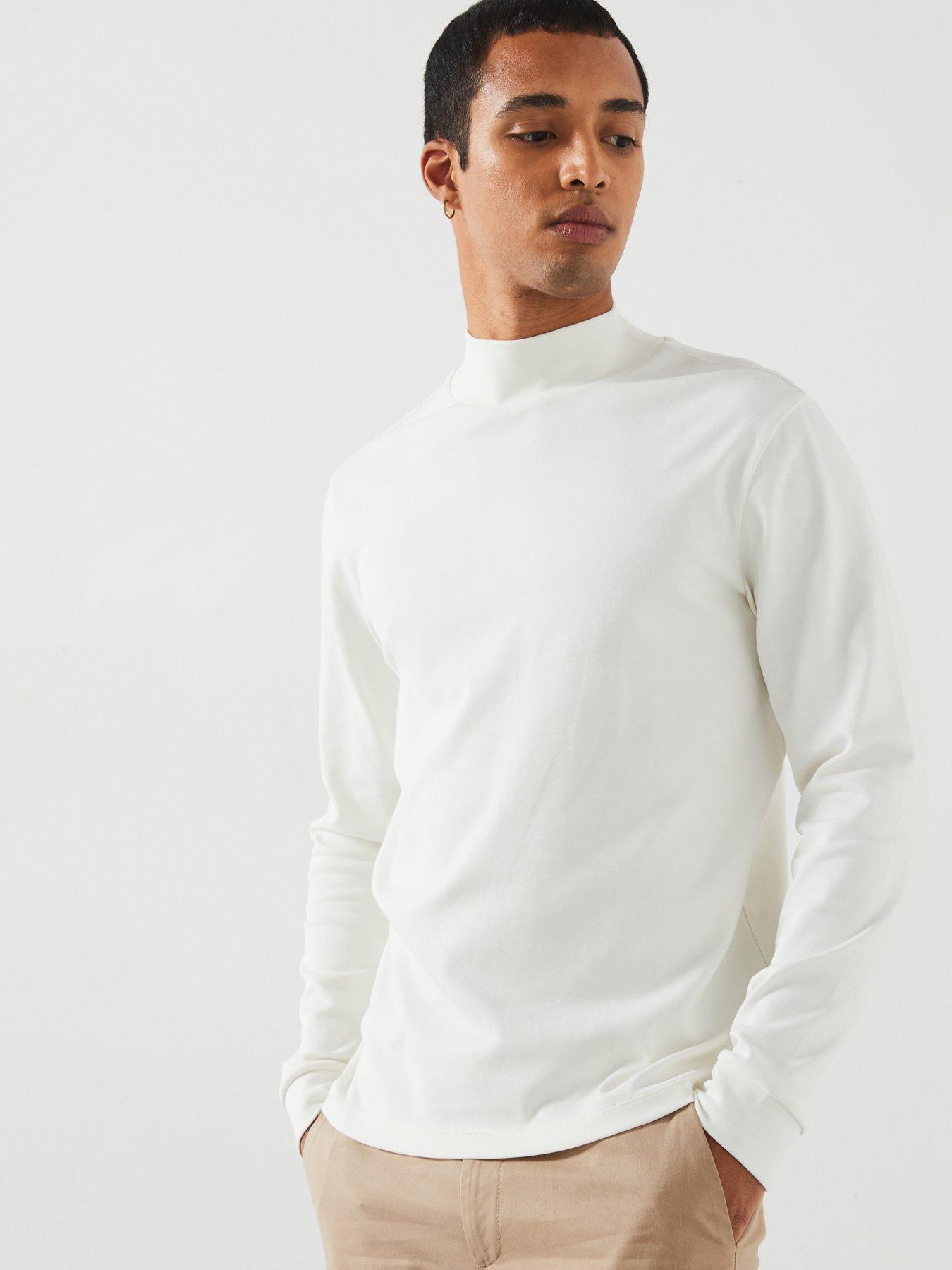  image of mango-luton-long-sleeved-high-neck-t-shirt-cream