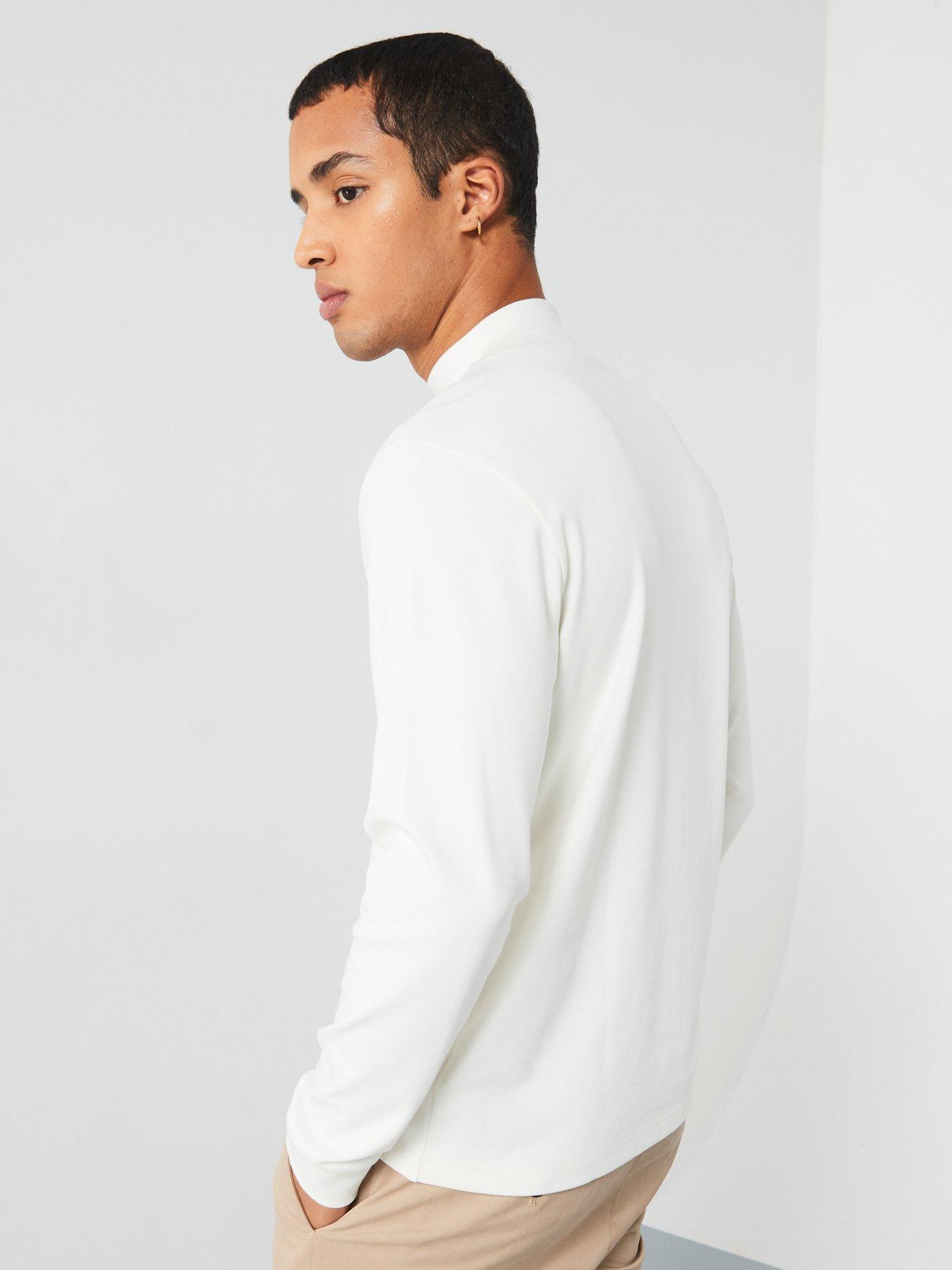  image of mango-luton-long-sleeved-high-neck-t-shirt-cream