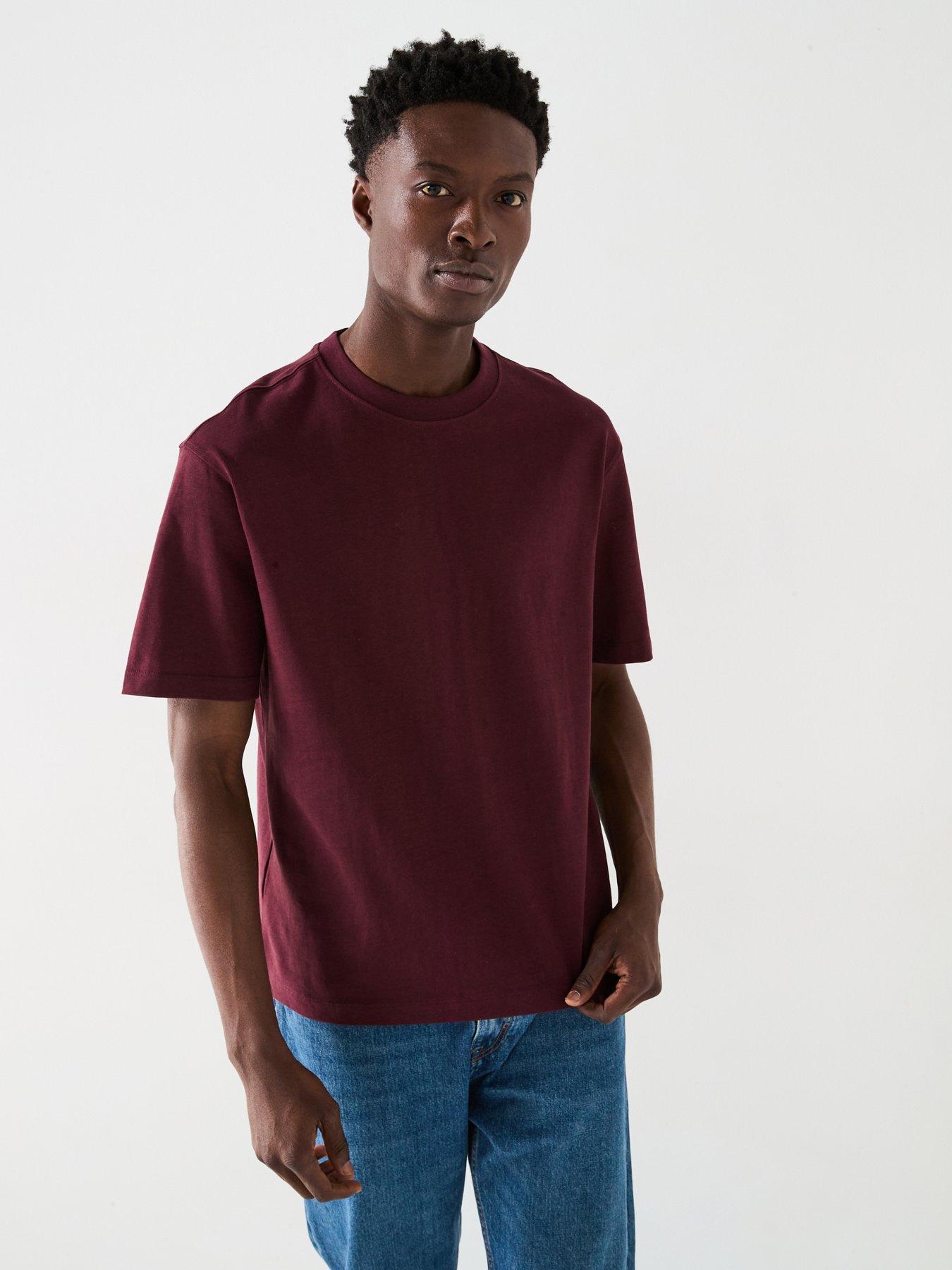 mango-anouk-short-sleeved-heavyweight-t-shirt-dark-red