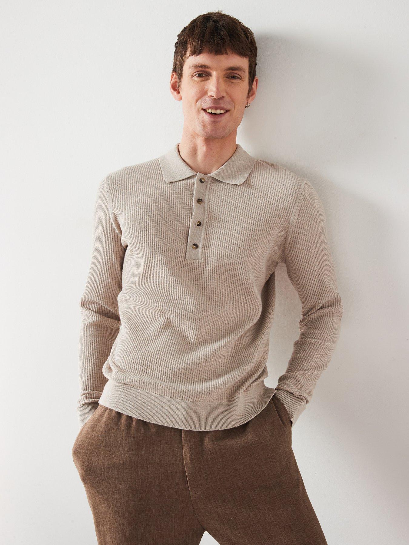  image of mango-antiguas-long-sleeved-relaxed-fit-polo-shirt-beige