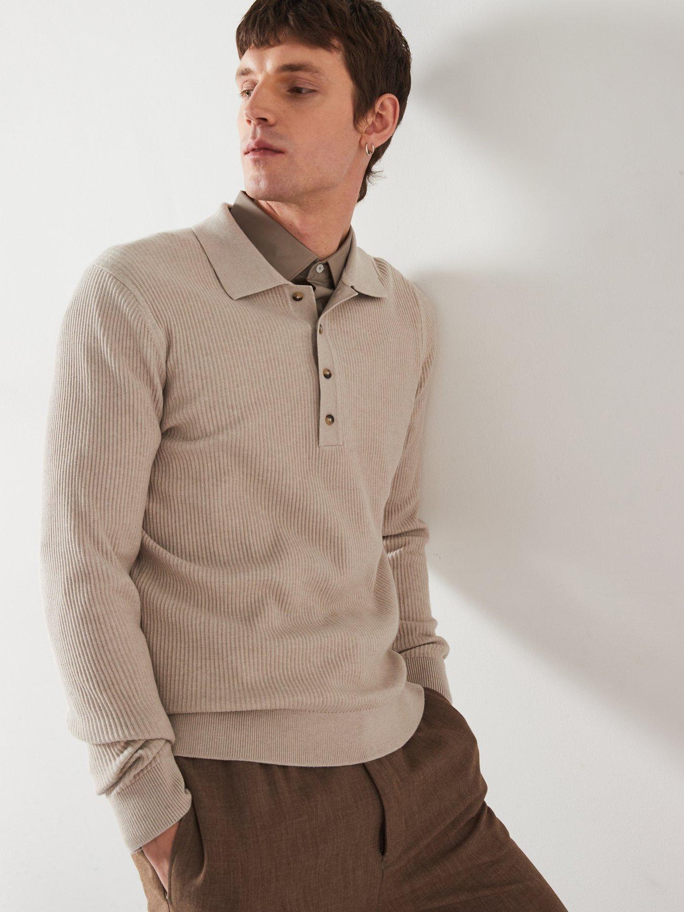  image of mango-antiguas-long-sleeved-relaxed-fit-polo-shirt-beige