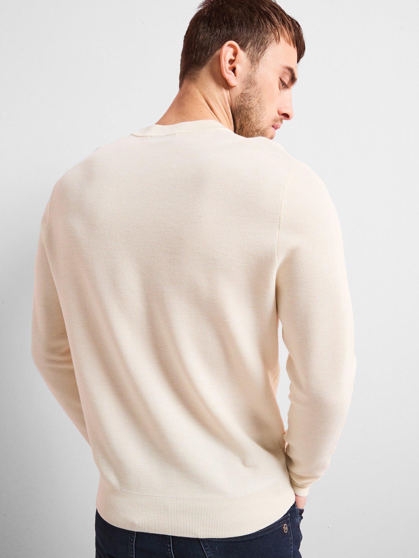  image of mango-ten-long-sleeved-smart-knitted-jumper-cream