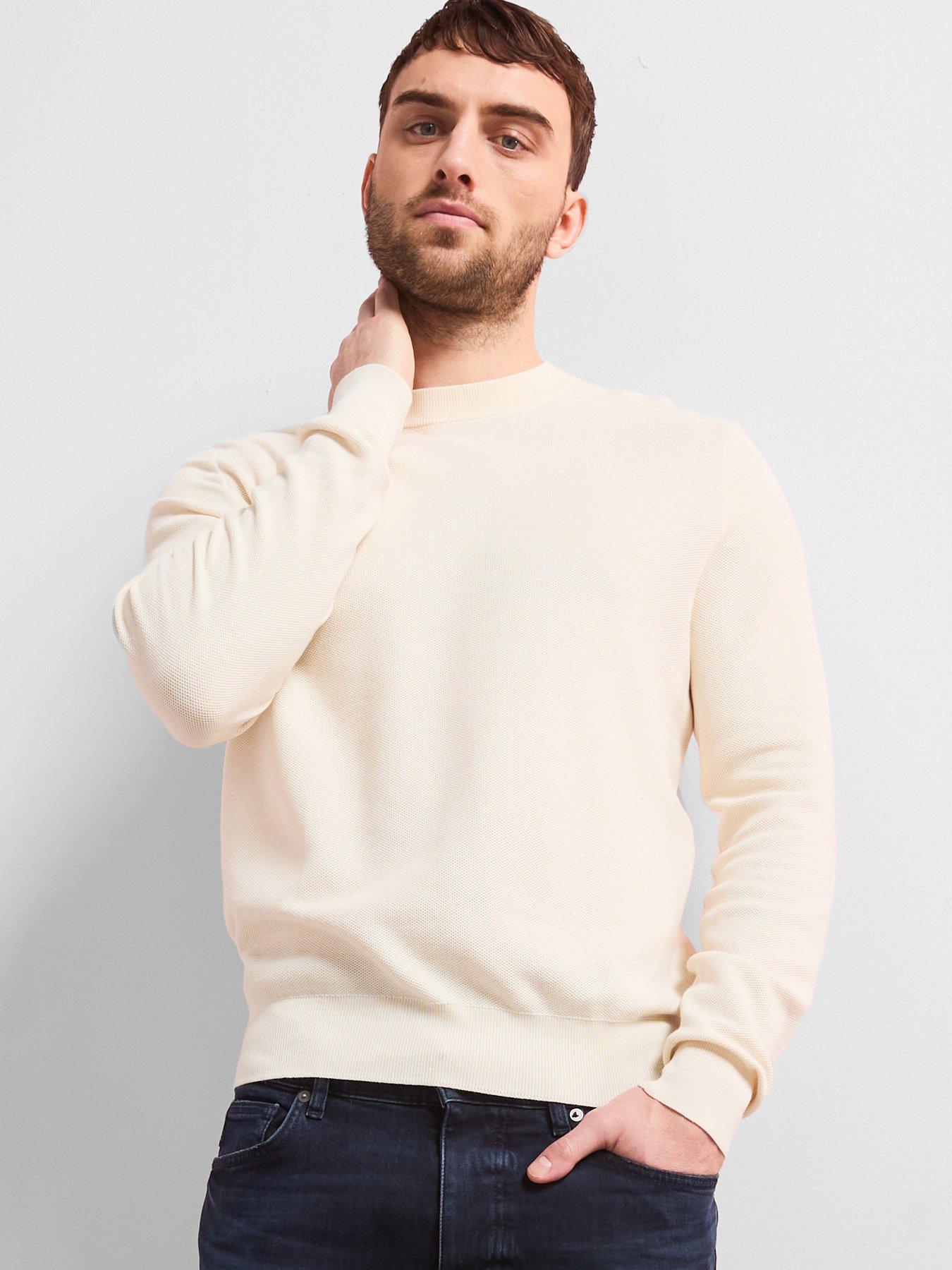  image of mango-ten-long-sleeved-smart-knitted-jumper-cream