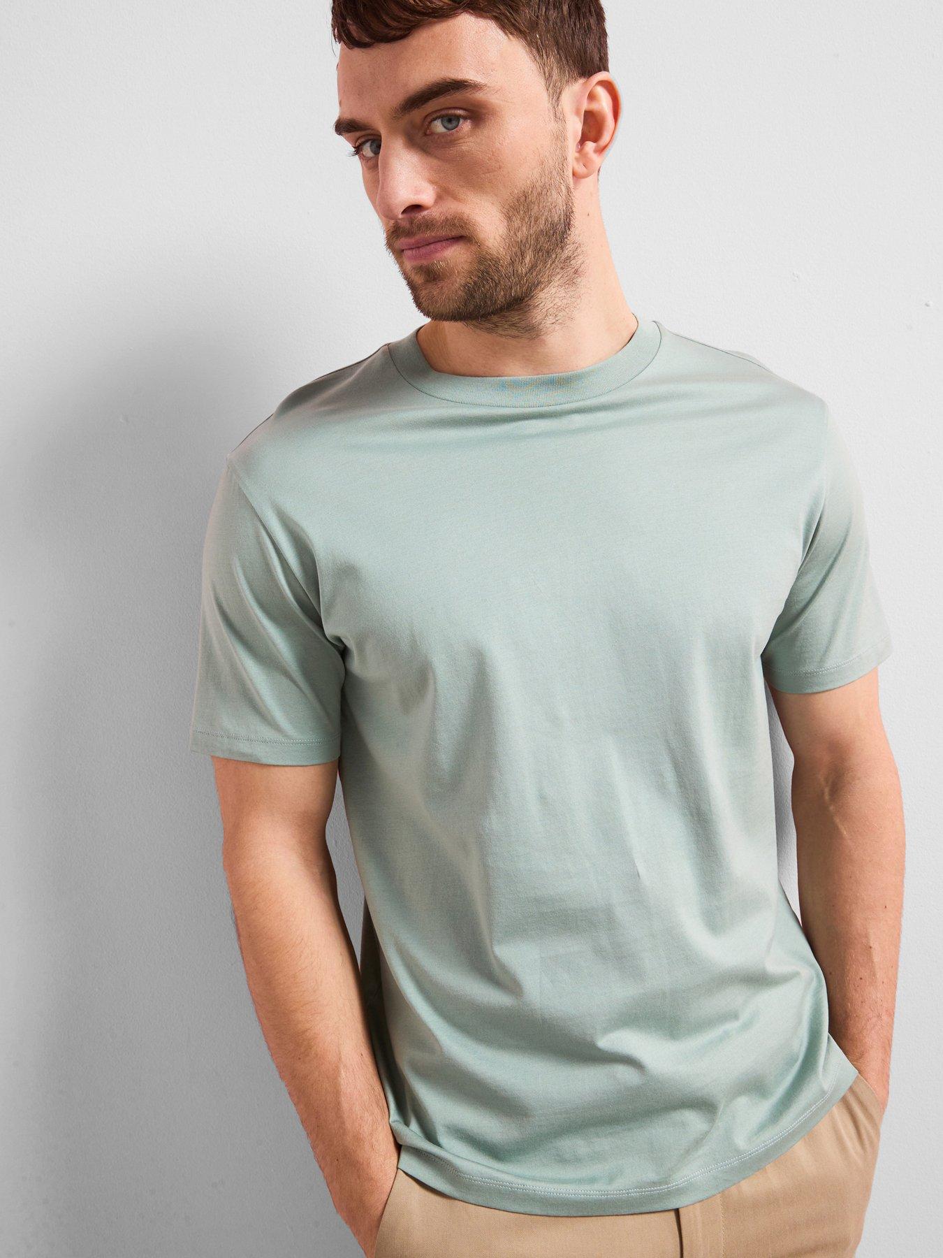  image of mango-bellow-short-sleeved-regular-fit-t-shirt-light-green