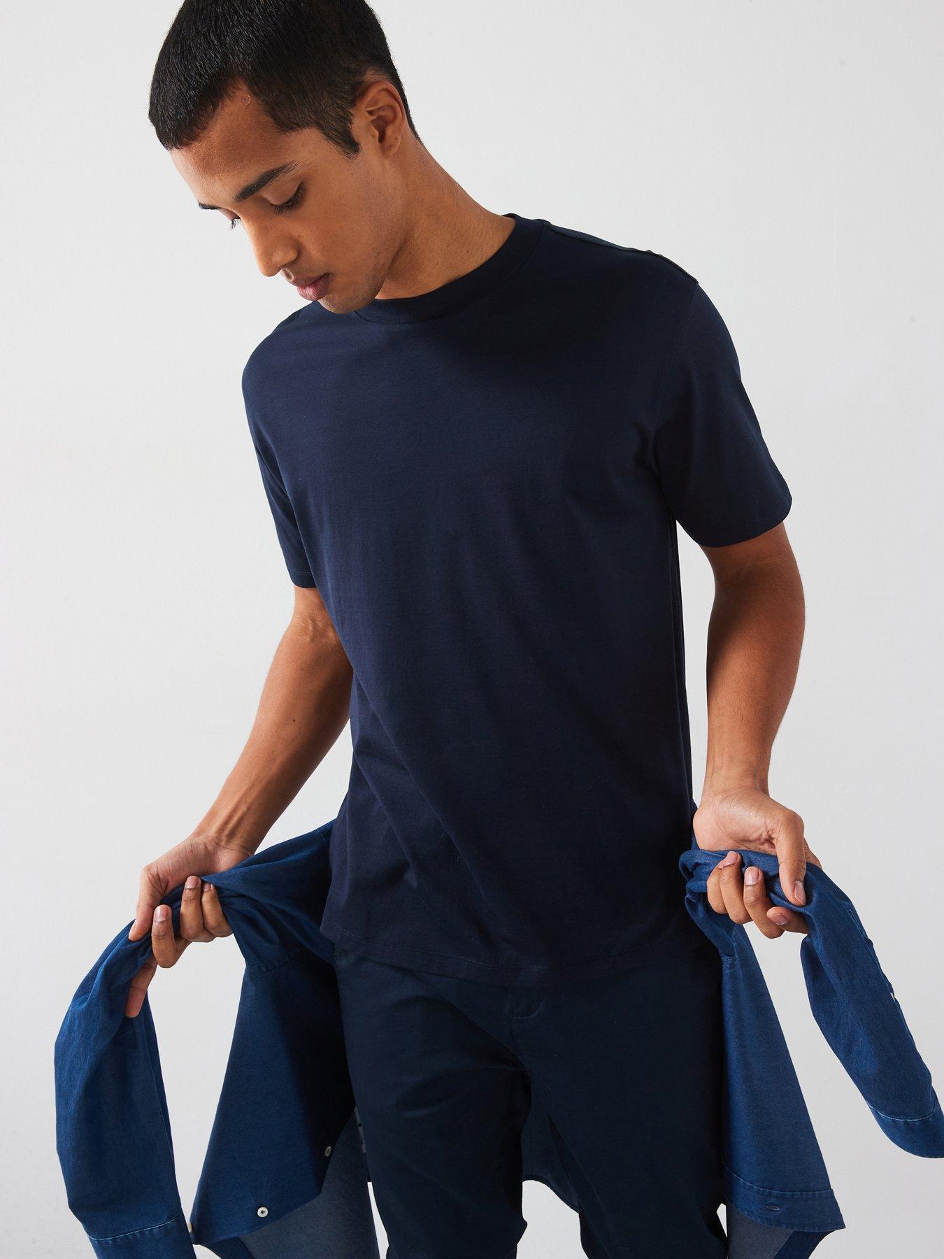  image of mango-bellow-short-sleeved-regular-fit-t-shirt-navy