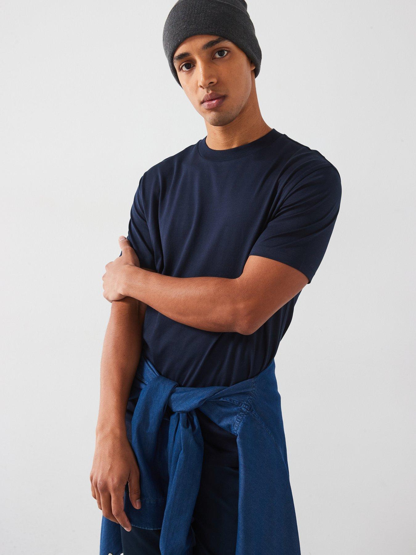  image of mango-bellow-short-sleeved-regular-fit-t-shirt-navy