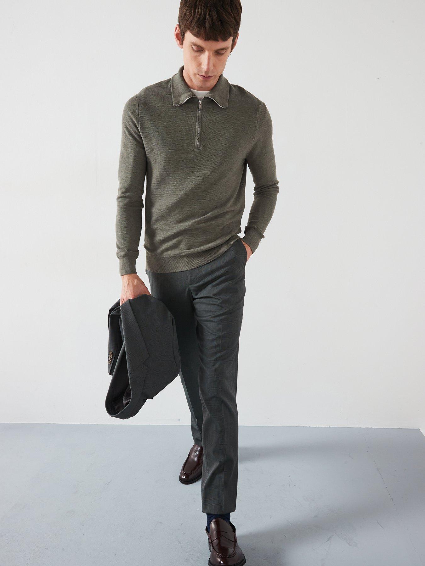  image of mango-tenp-smart-long-sleeved-smart-knitted-jumper-khaki