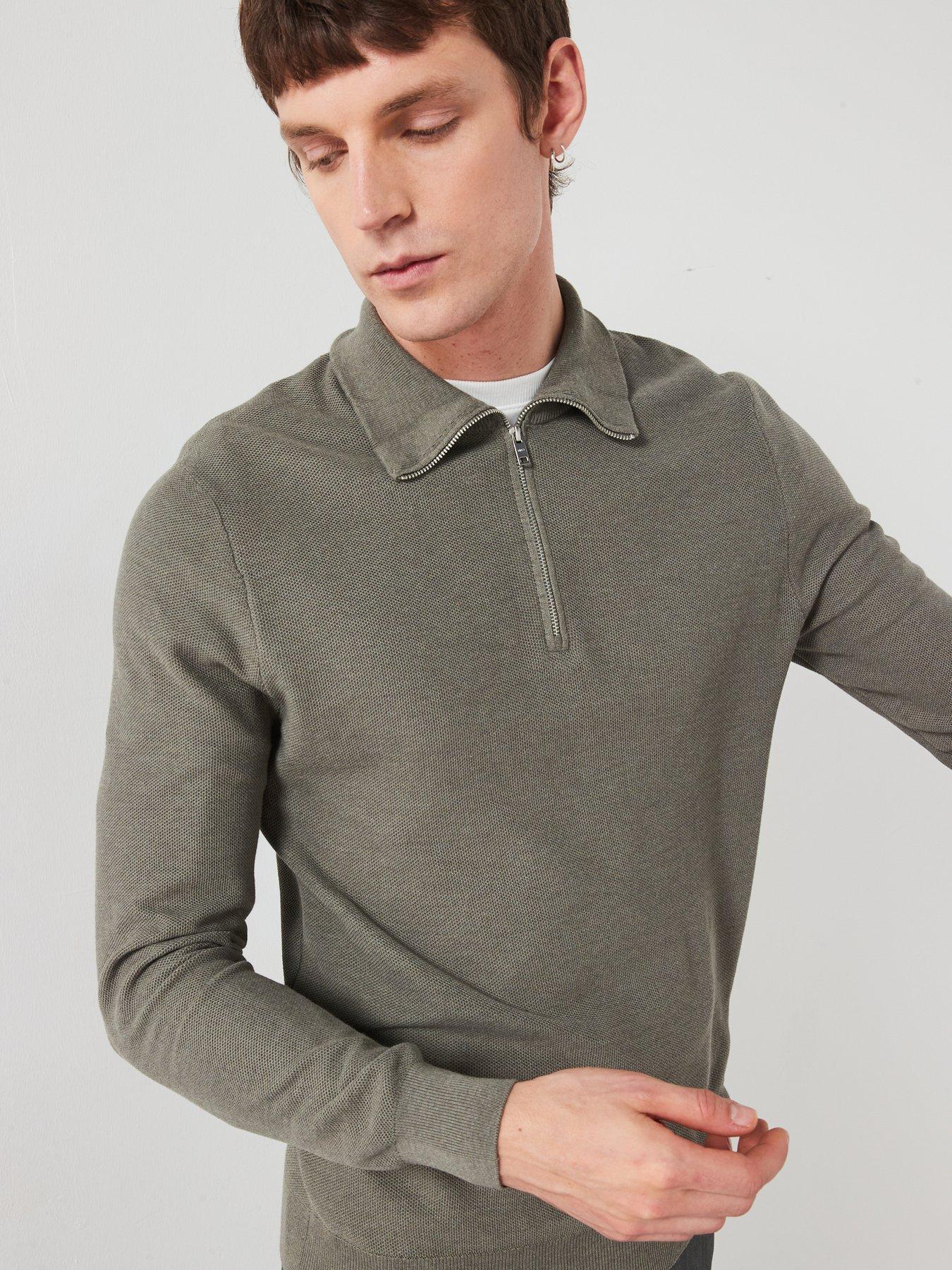  image of mango-tenp-smart-long-sleeved-smart-knitted-jumper-khaki