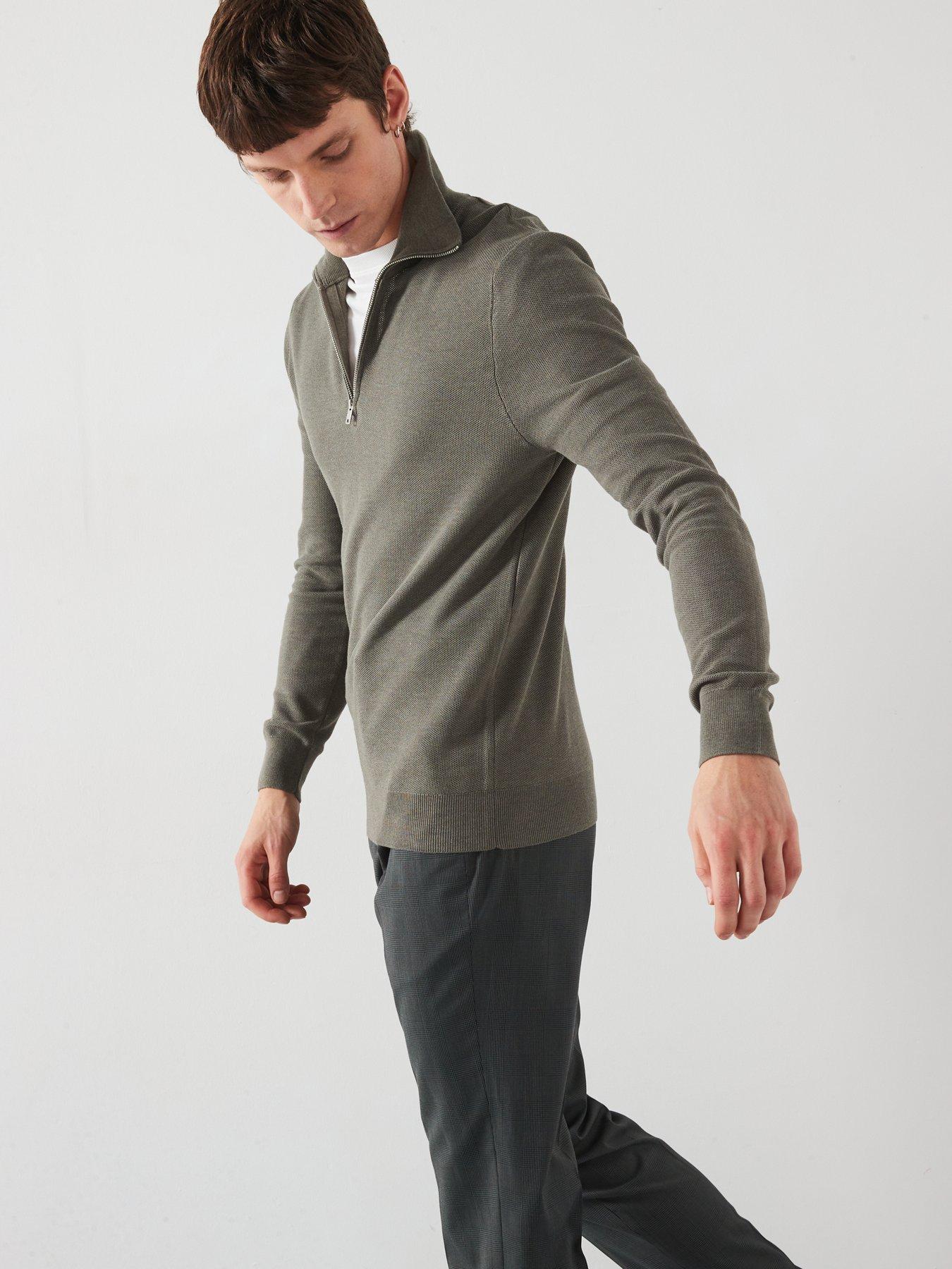  image of mango-tenp-smart-long-sleeved-smart-knitted-jumper-khaki